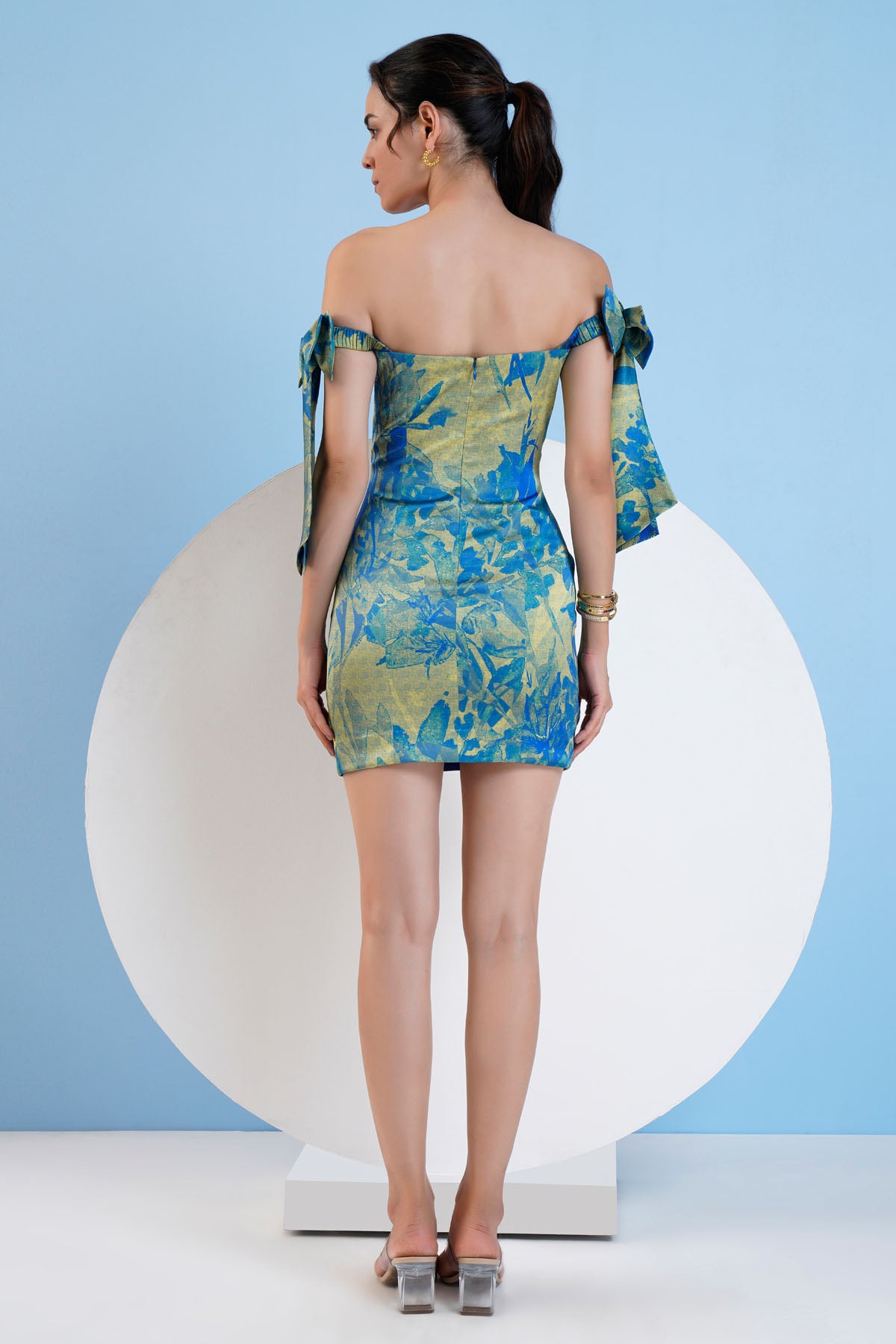 Off Shoulder Blue Short Dress