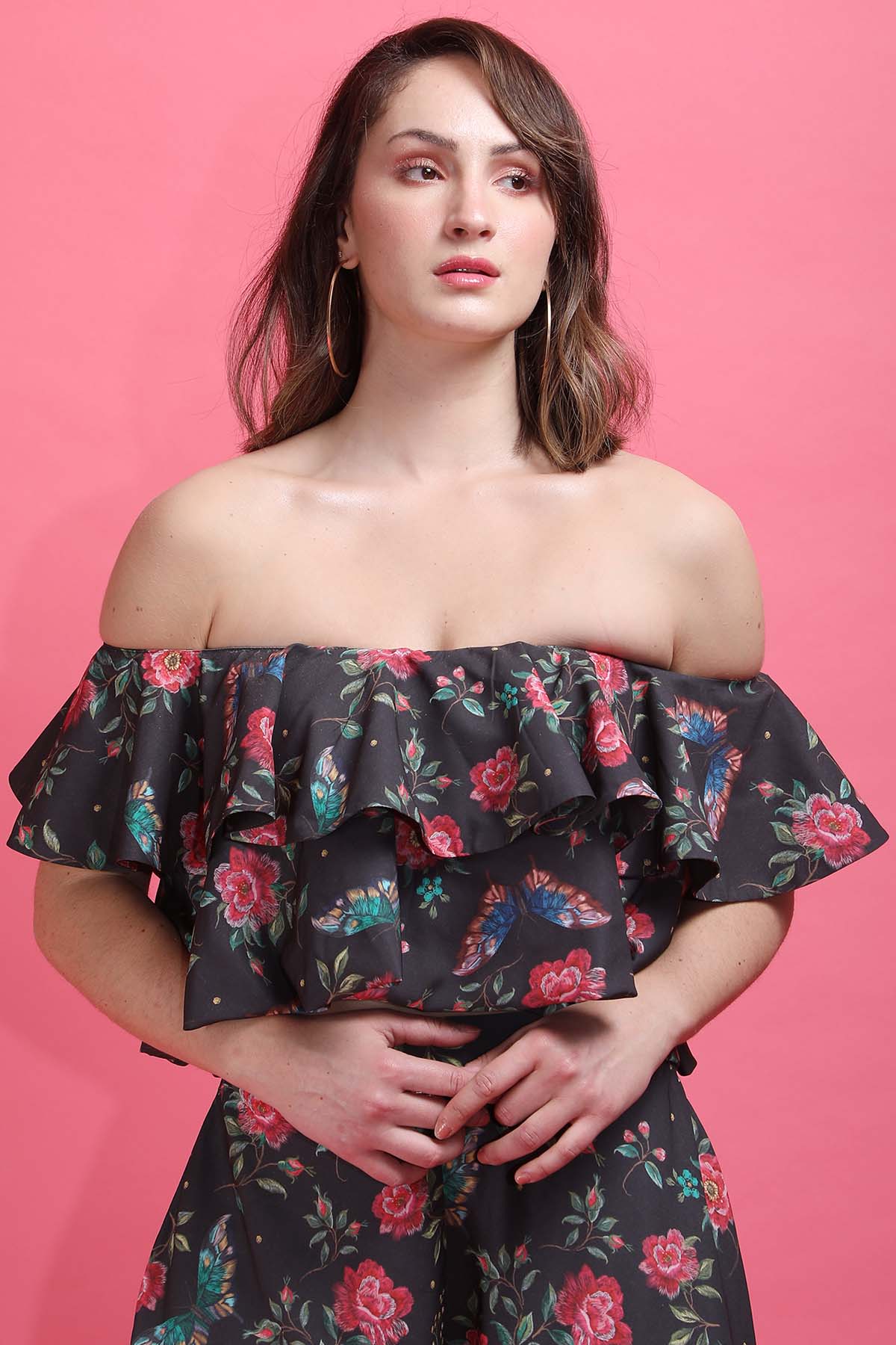 Black Off Shoulder Co-ord Set