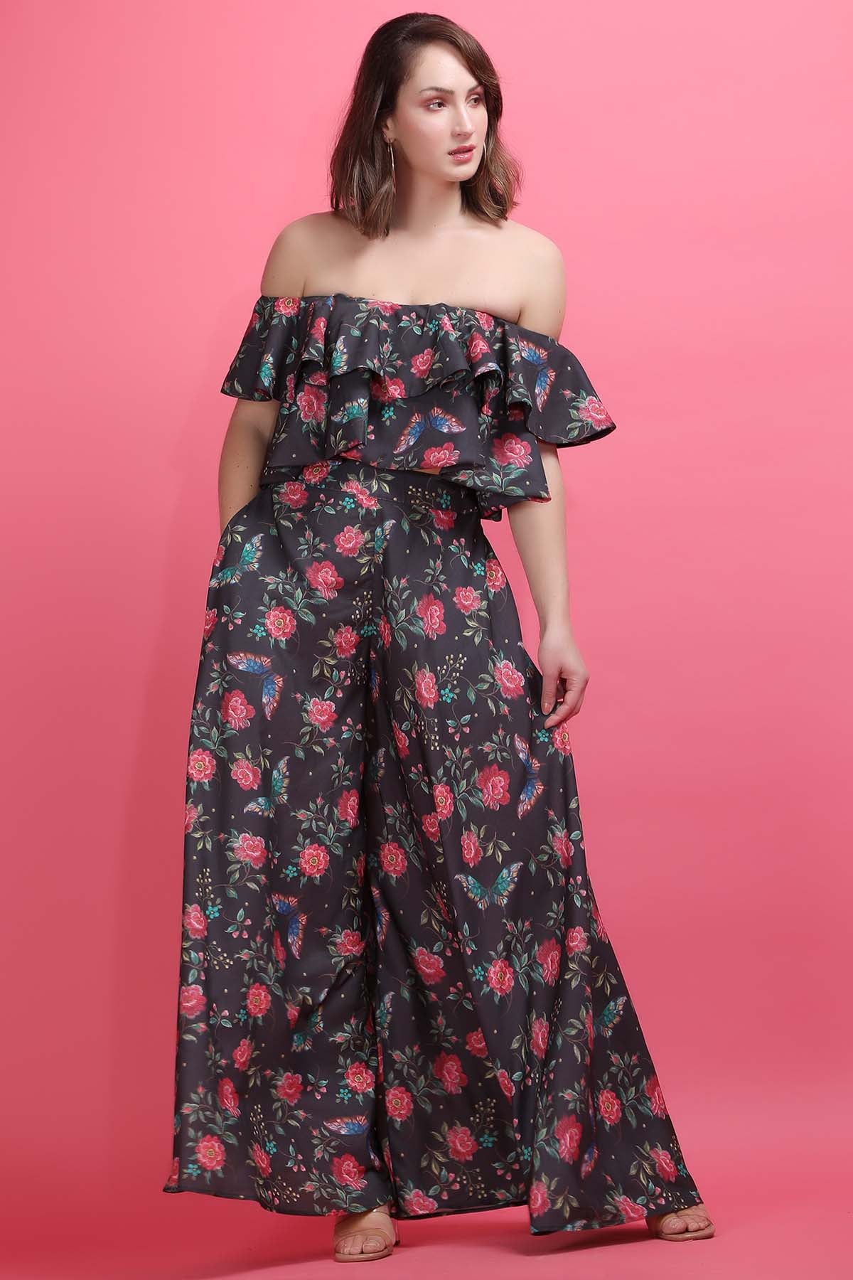 Black Off Shoulder Co-ord Set