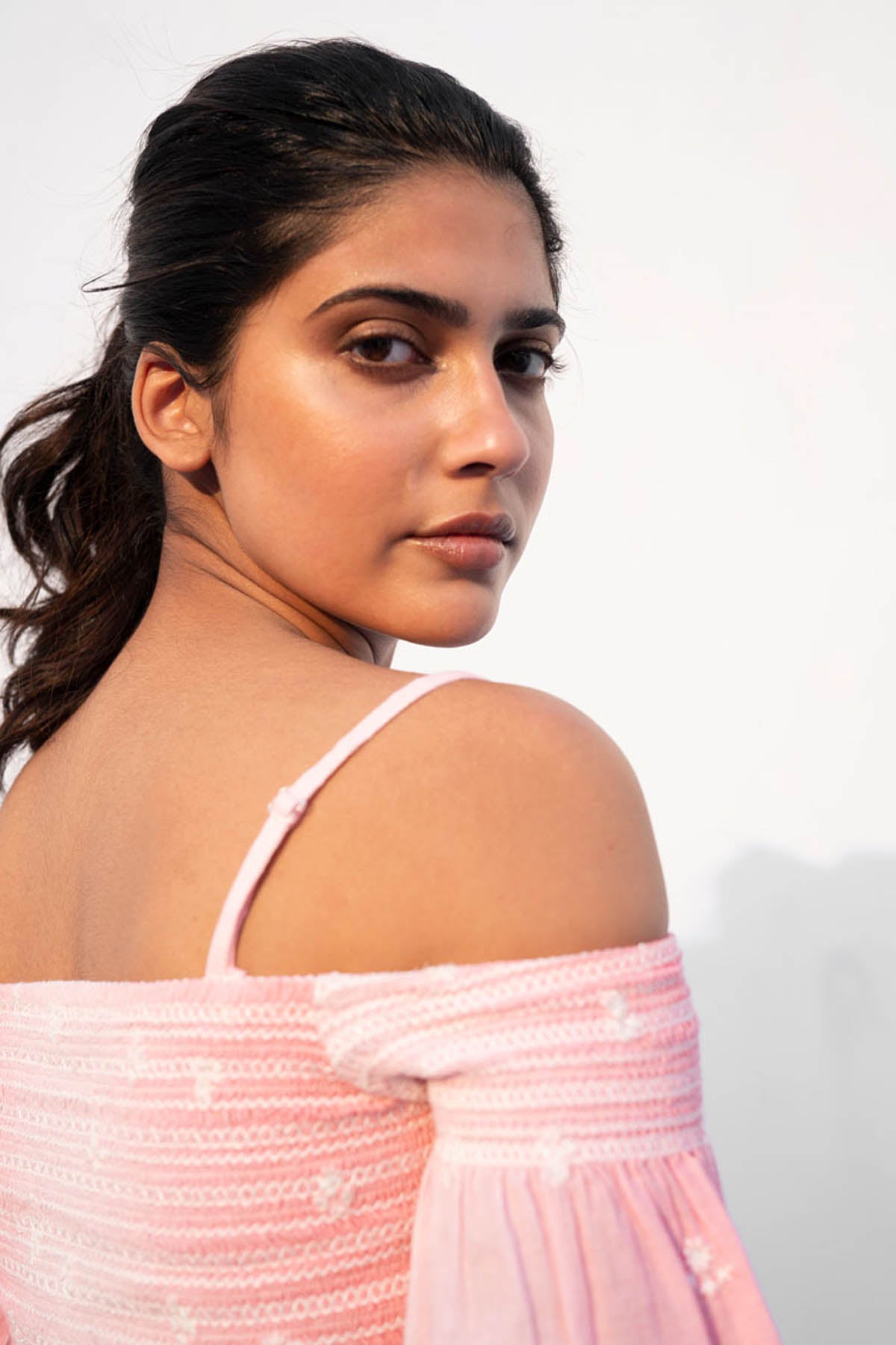 Pink Off Shoulder Crop Top