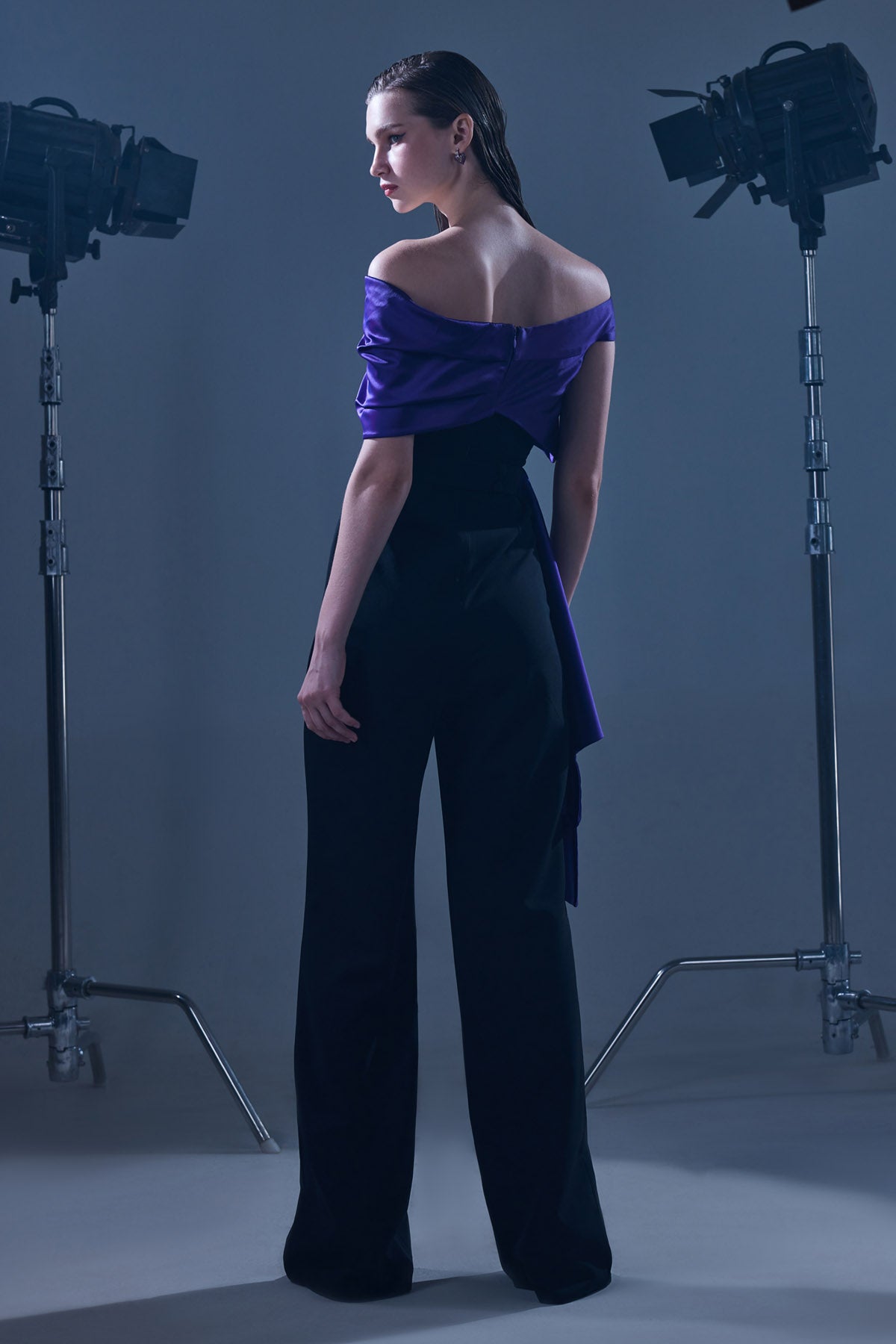 Off Shoulder Duol Tone Jumpsuit