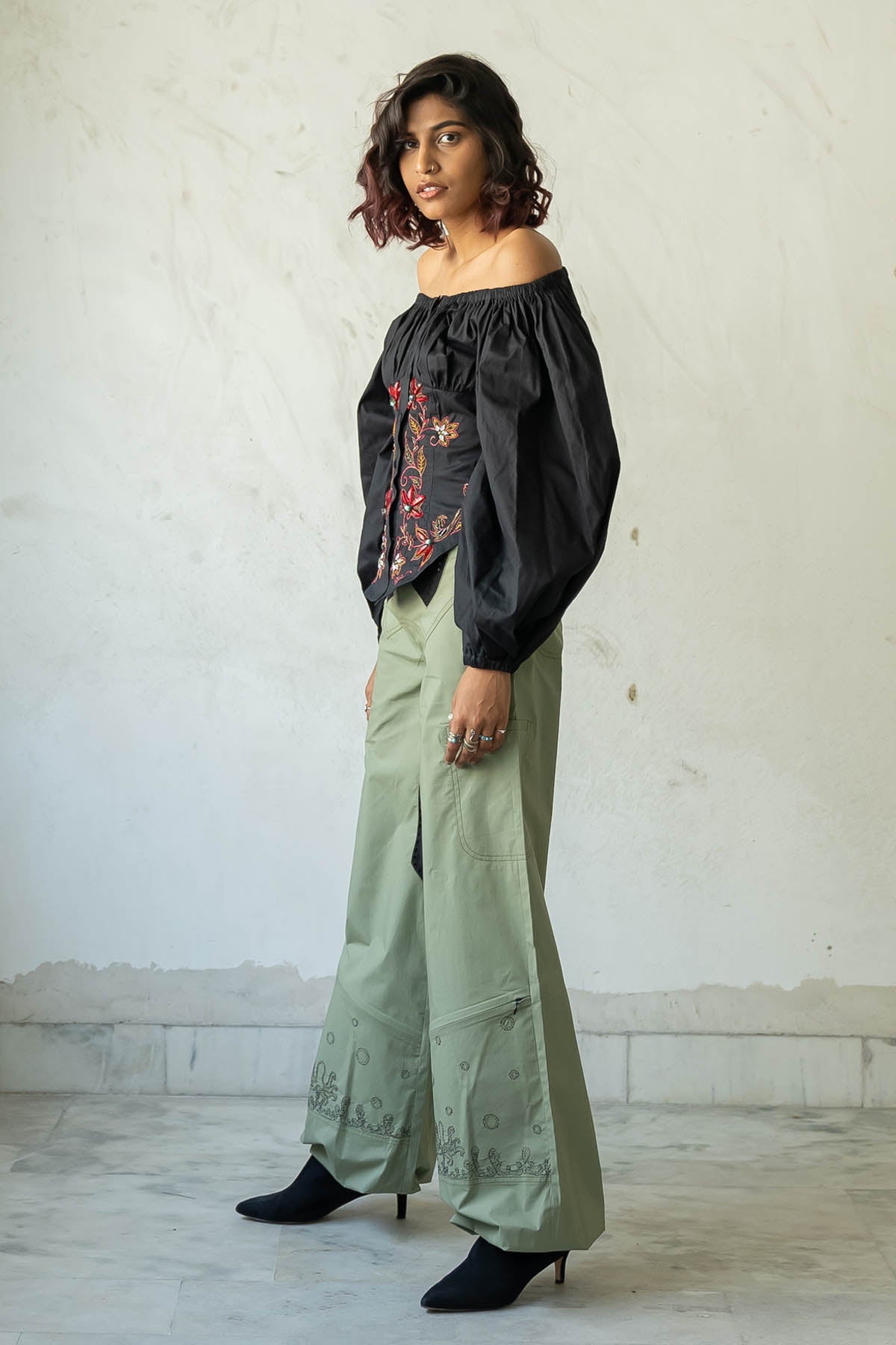 Off Shoulder Embroidered Top