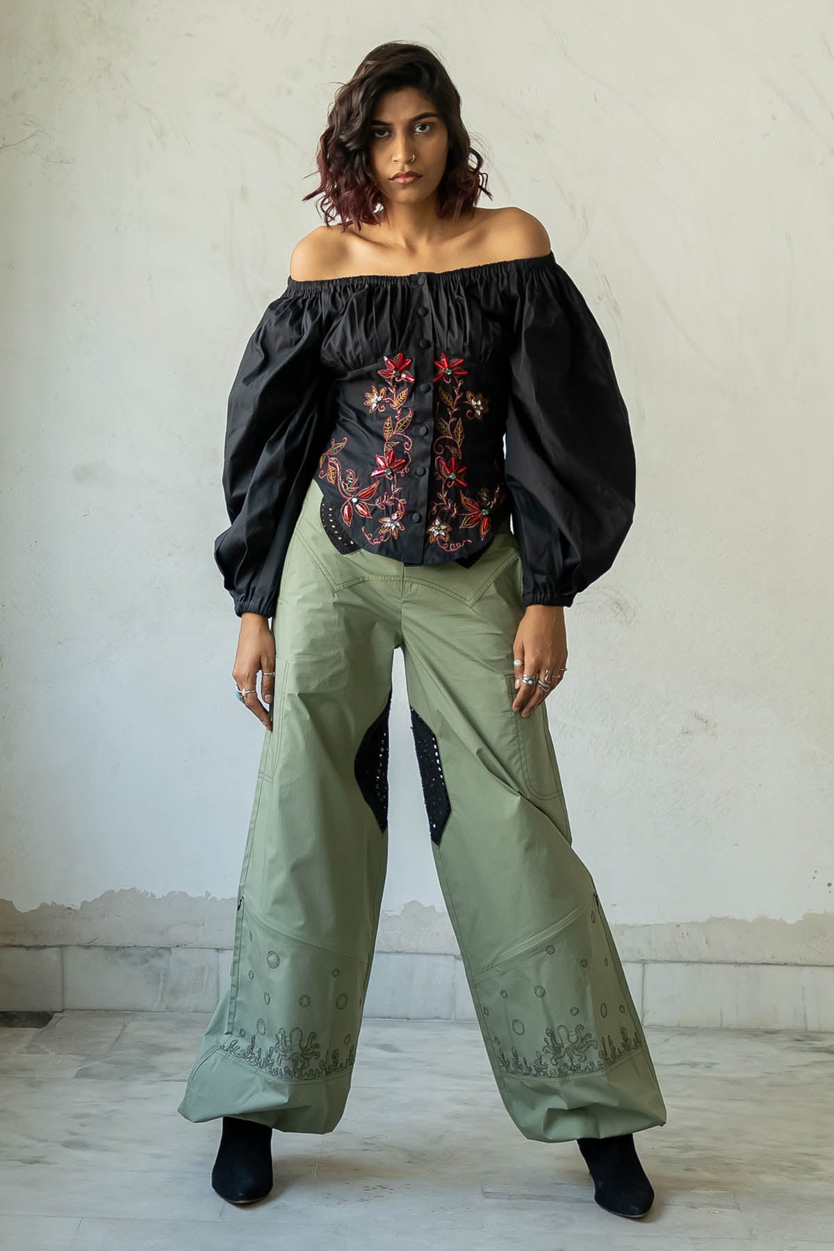 Off Shoulder Embroidered Top