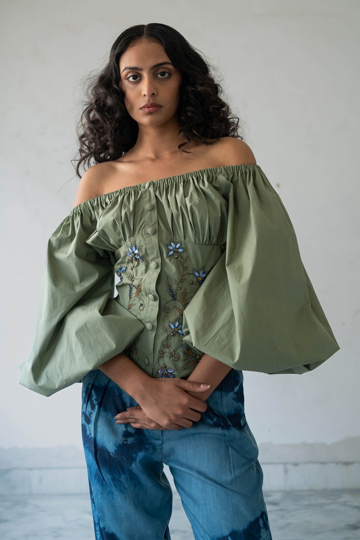 Off Shoulder Cotton Floral Top