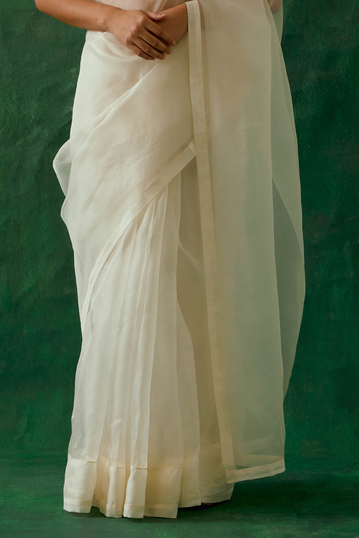 Off White Embroidered Saree Set