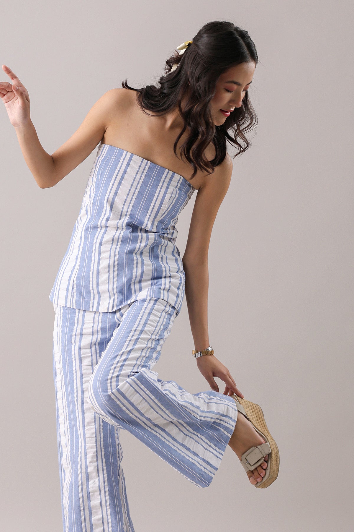 Off Shoulder Blue Co-ord Set