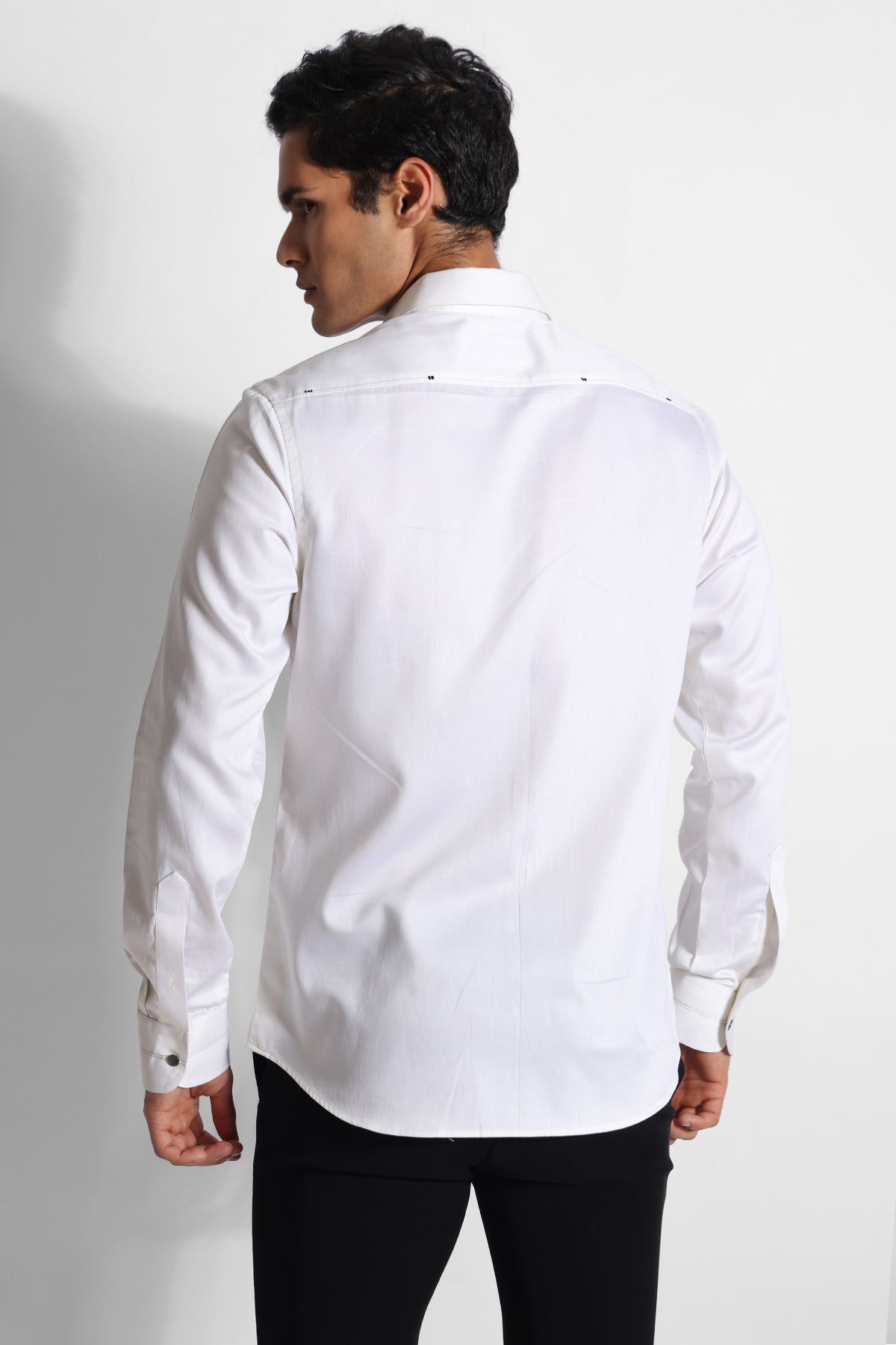 Off White Cotton Barcode Shirt