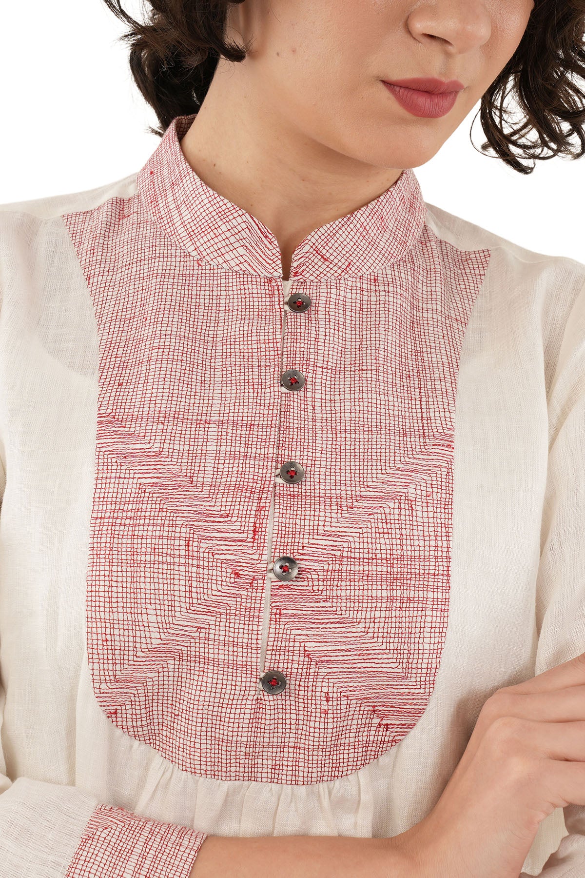 Off White Embroidery Midi Dress