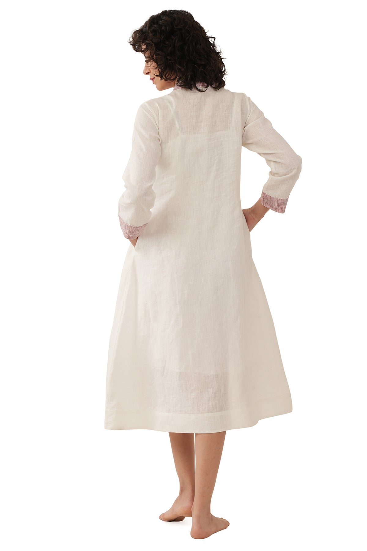 Off White Embroidery Midi Dress