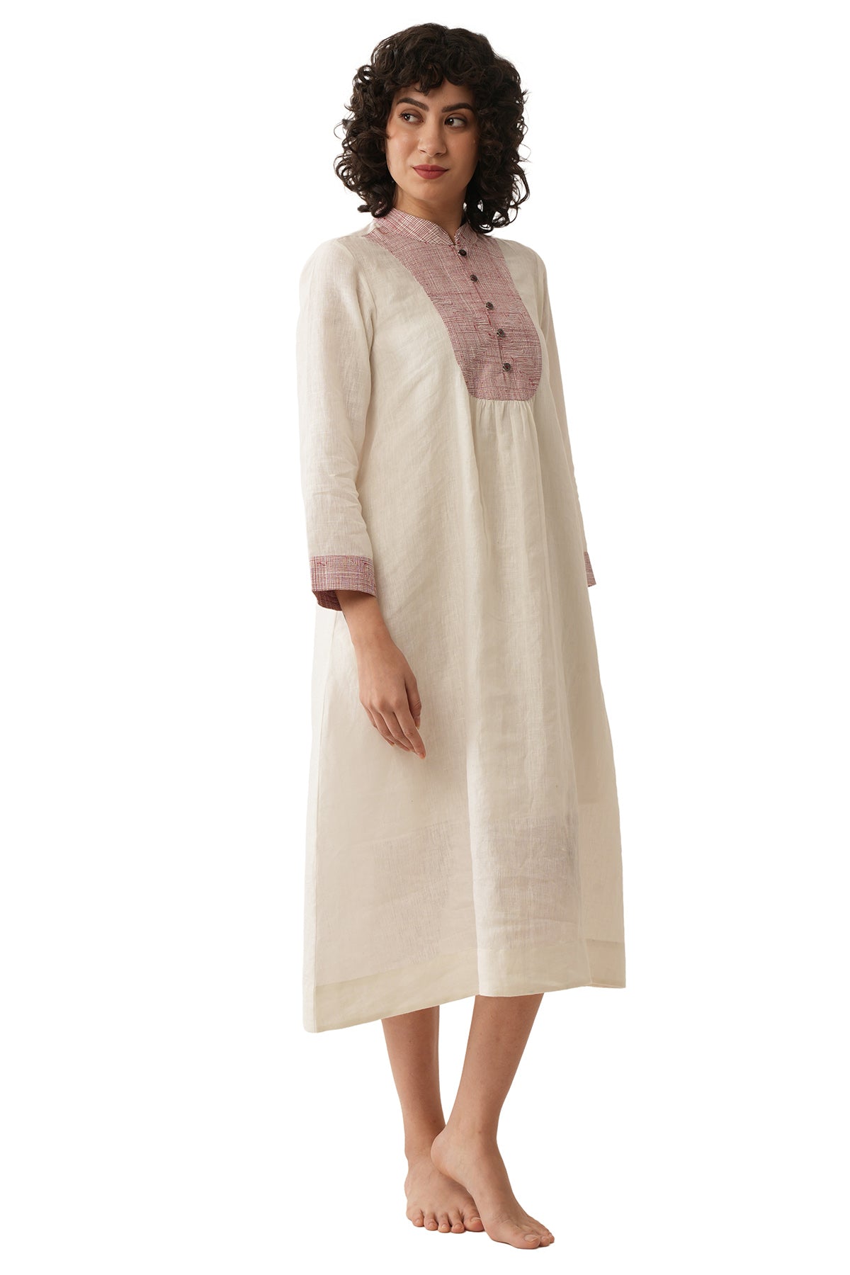 Off White Embroidery Midi Dress