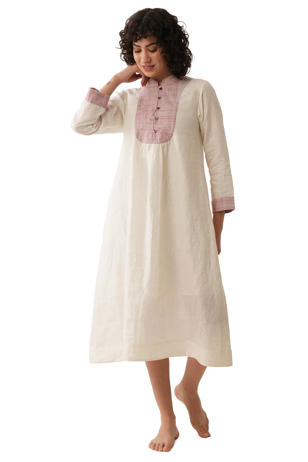 Buy Off White Embroidery Midi Dress for women by Khat Clothing online available at scrollnshops