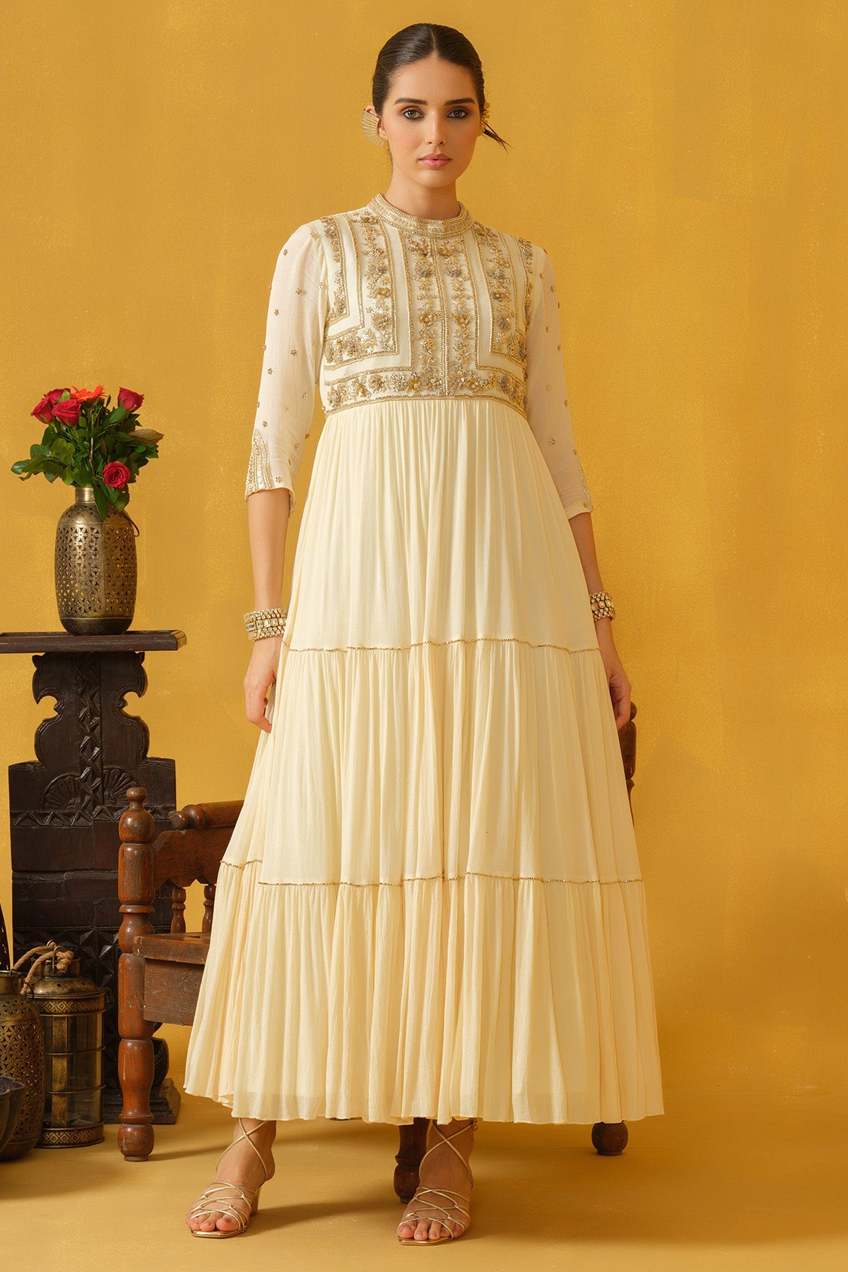 Buy Off White Flower Sequins Dress for women by Abstract By Megha Jain Madaan online available at scrollnshops