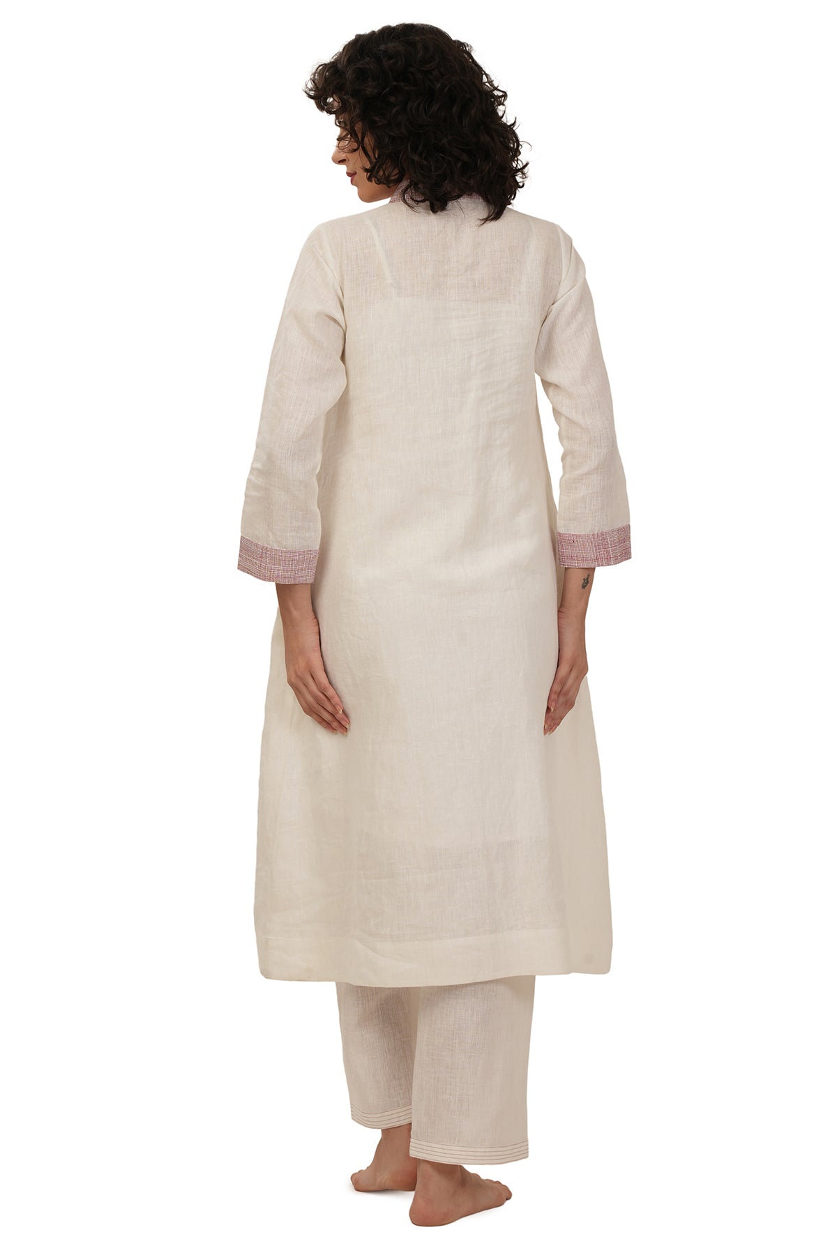 Off White Linen Kurta And Pants