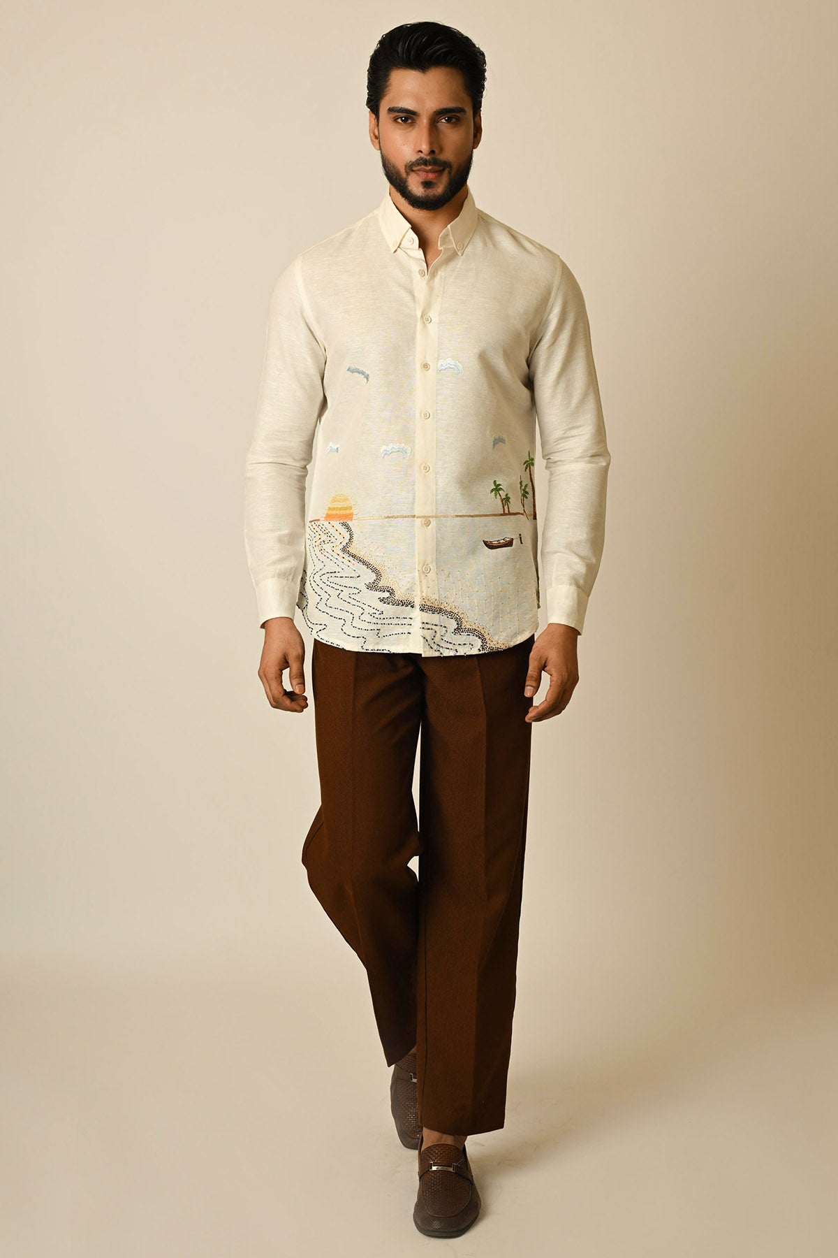 Off White Linen Thread Shirt
