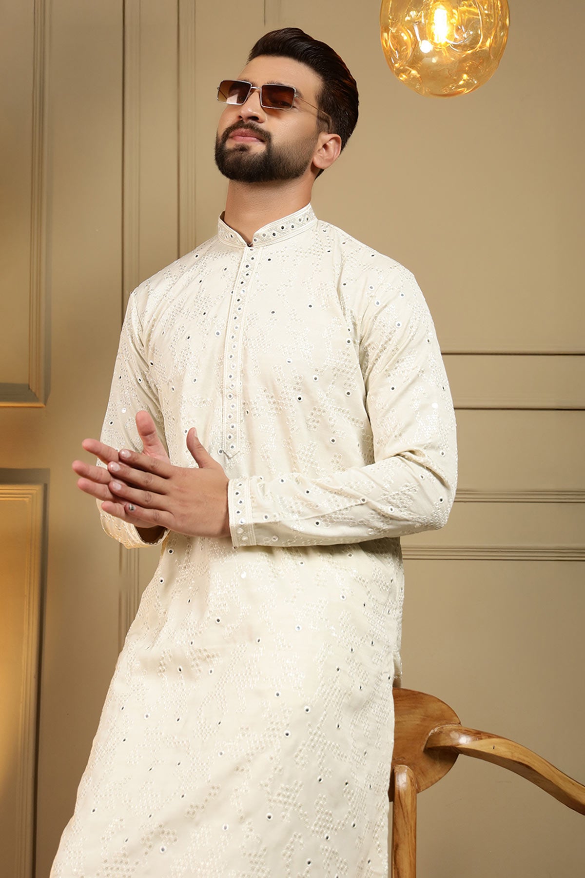 Off White Mirror Kurta & Pants