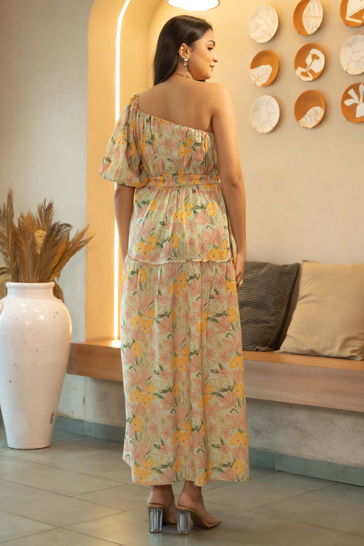 Off White One Shoulder Dress