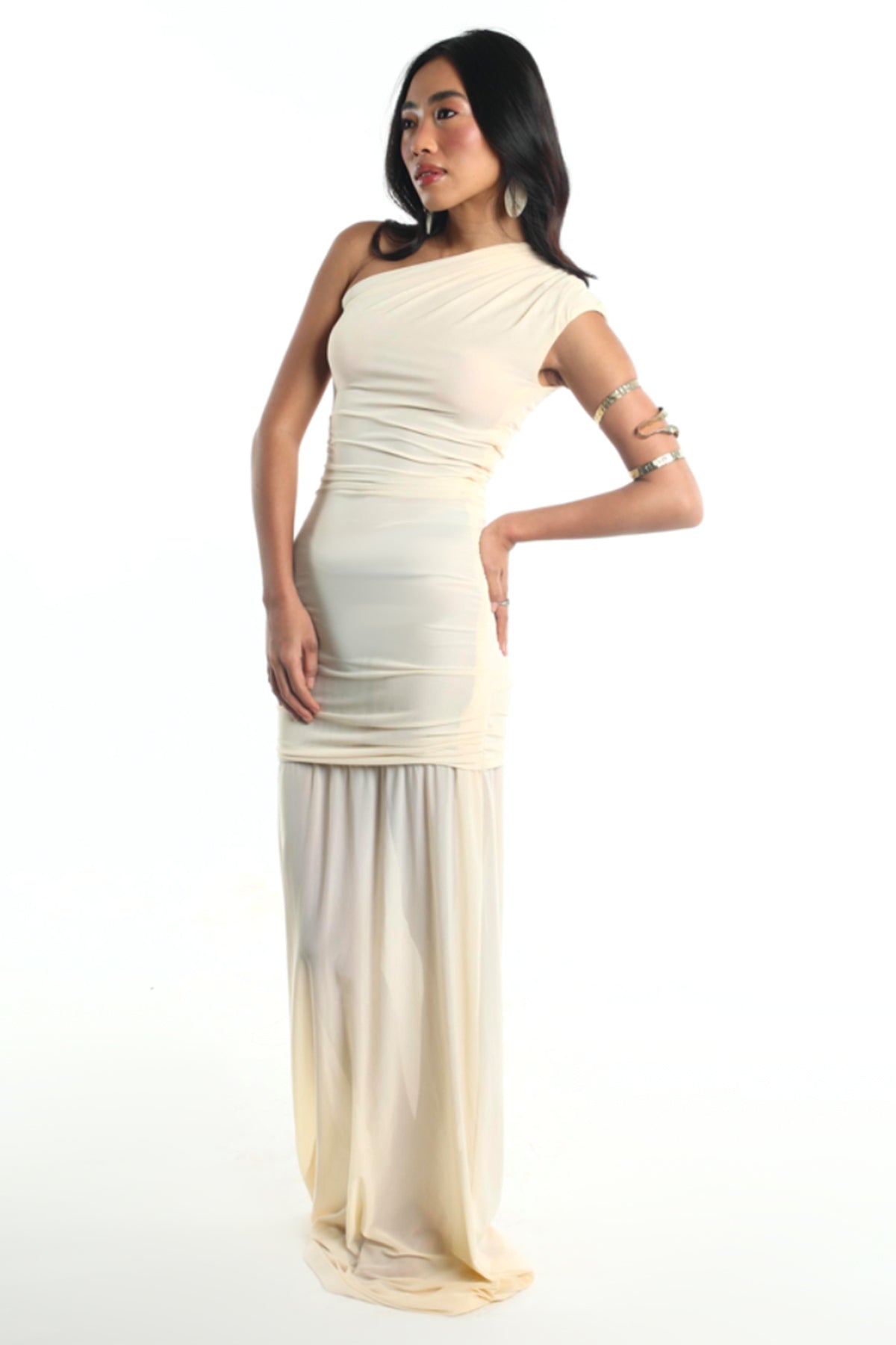 Buy Off White Soft Net Maxi Dress for women by GKDedit online available at scrollnshops