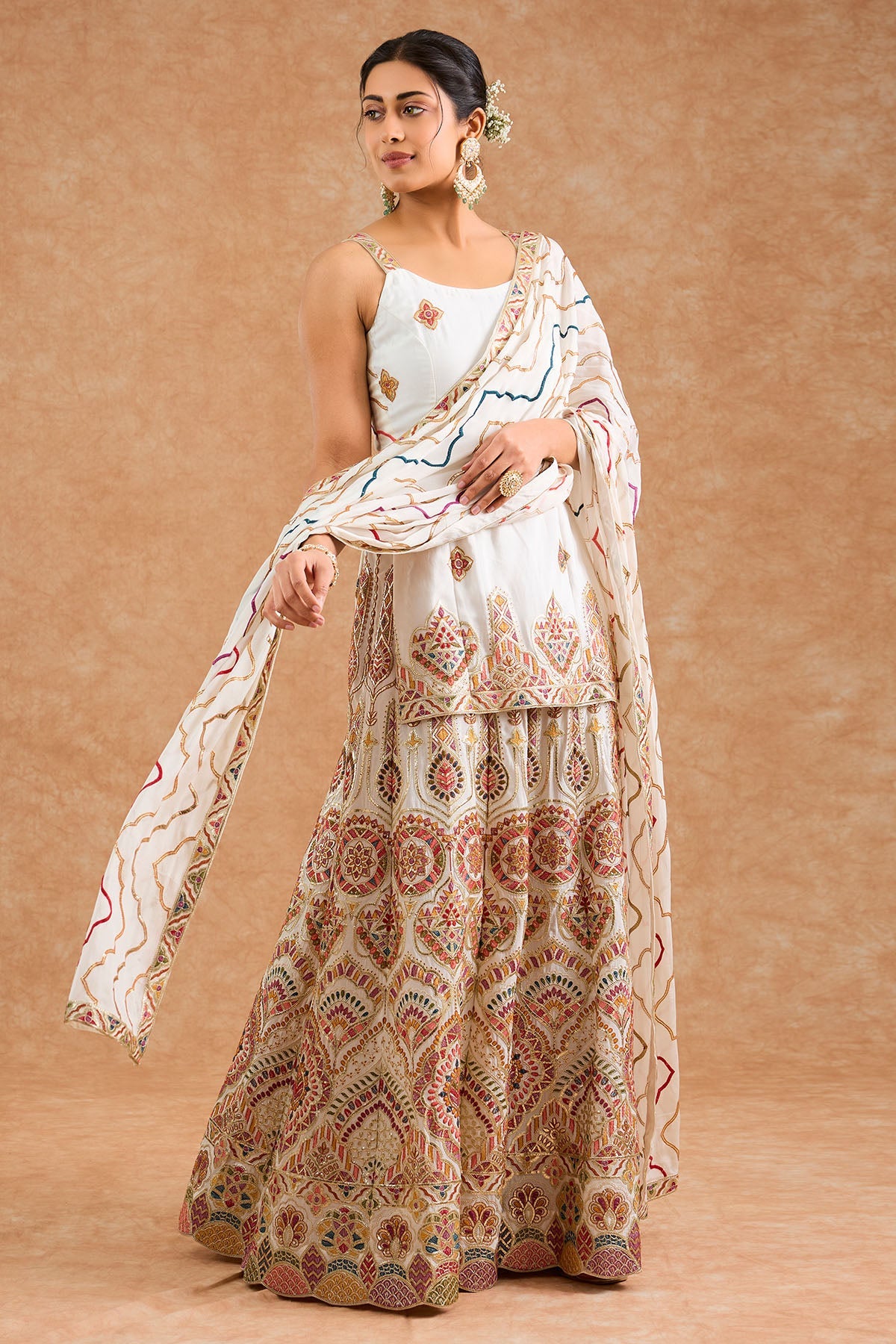 Buy Off White Thread Work Kurta Set for women by Milu Madan online available at scrollnshops