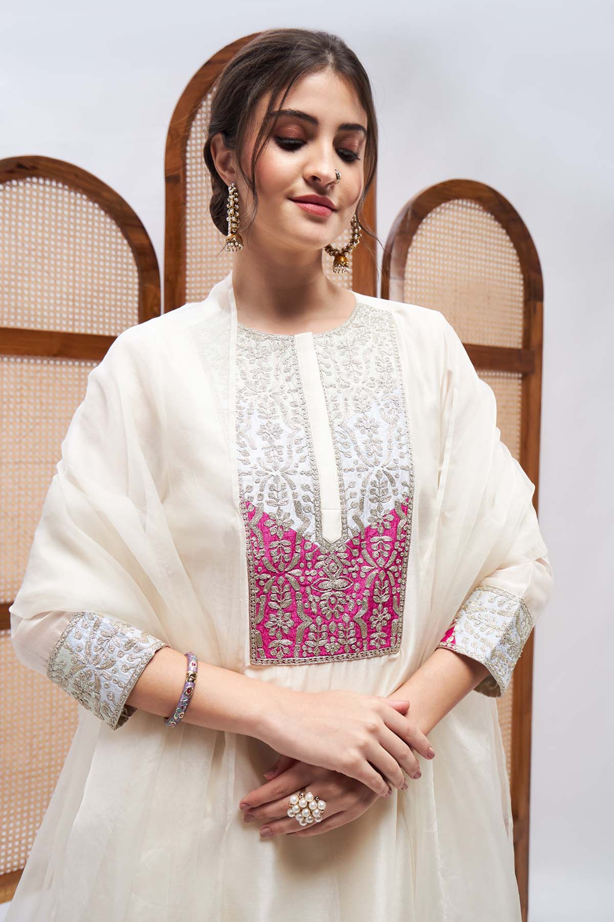 Offwhite Chanderi Zari Kurta Set