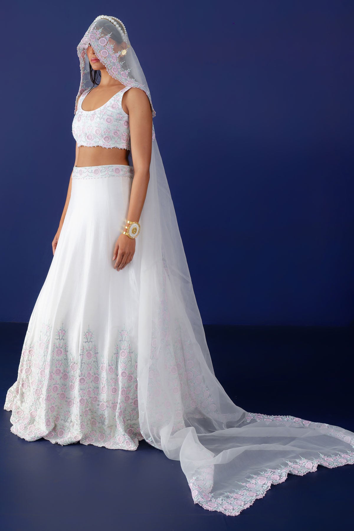 Offwhite Embroidered Lehenga Set