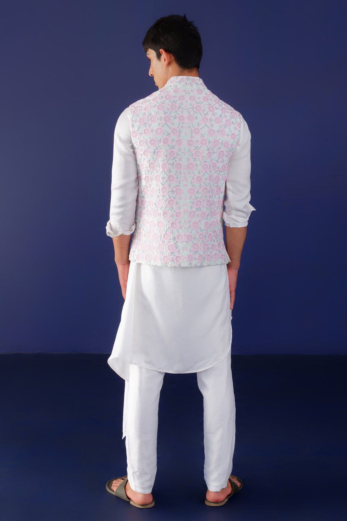 Offwhite Resham Raw Silk Bundi