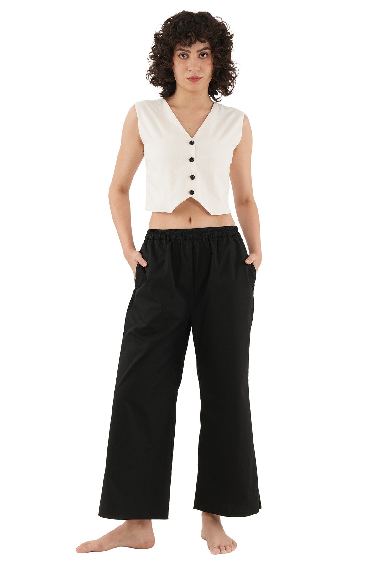 Buy Offwhite Black Linen Fusion Set for women by Khat Clothing online available at scrollnshops