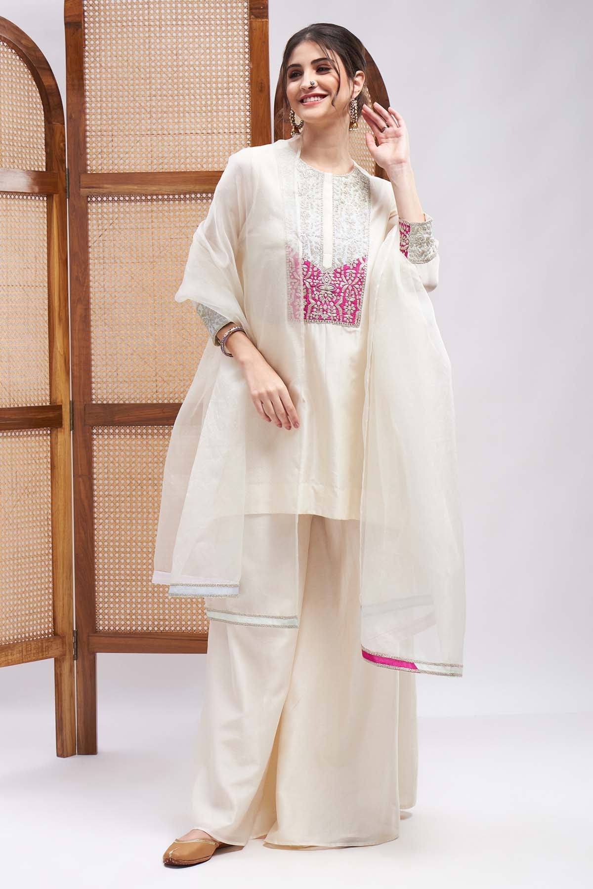 Offwhite Chanderi Zari Kurta Set