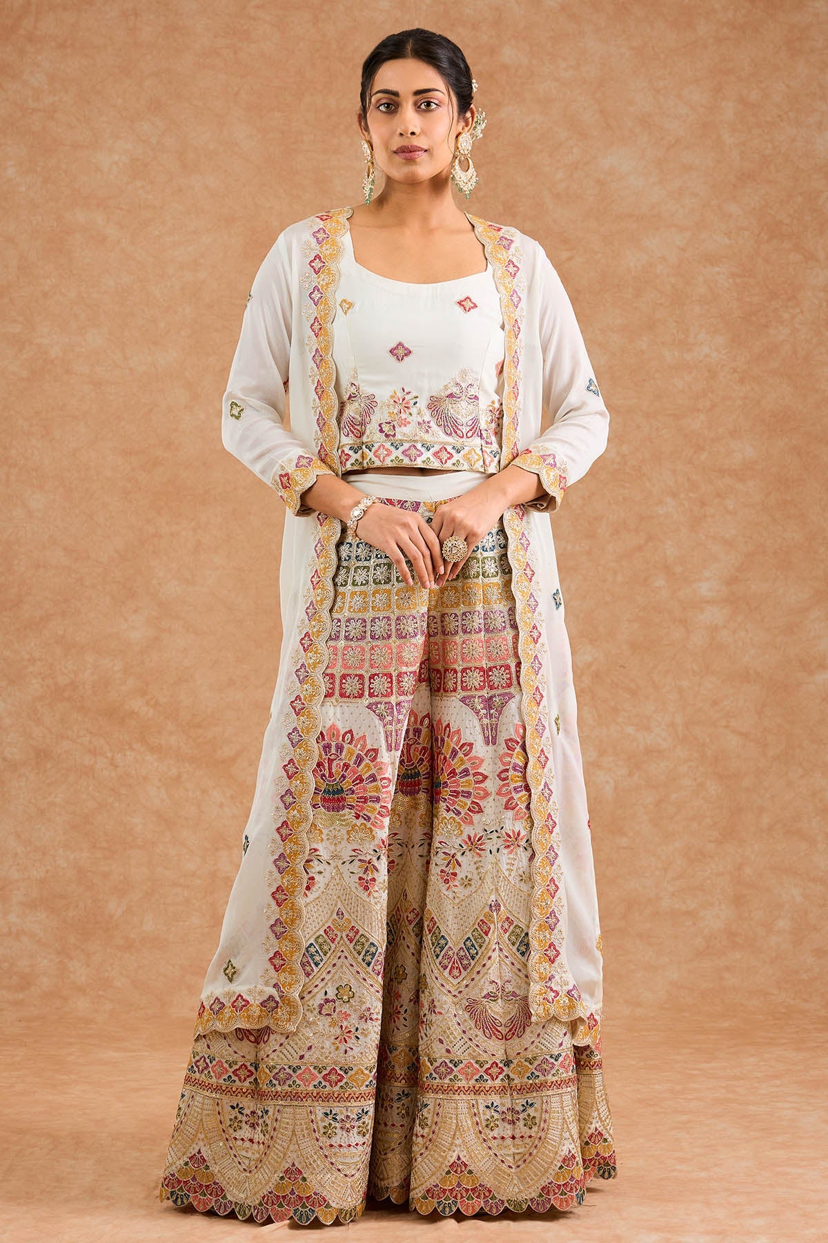 Buy Offwhite Multi Thread Kurta Set for women by Milu Madan online available at scrollnshops