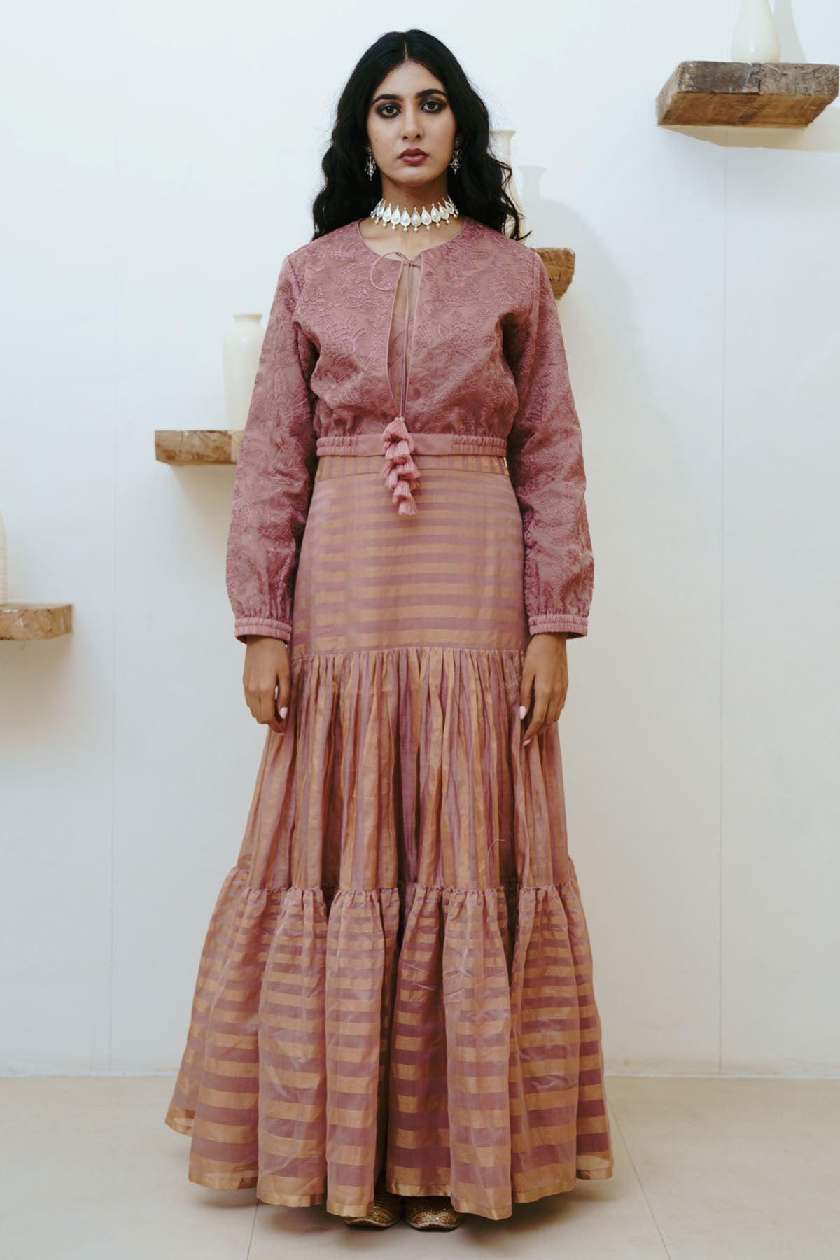 Old Rose Anarkali & Jacket Set