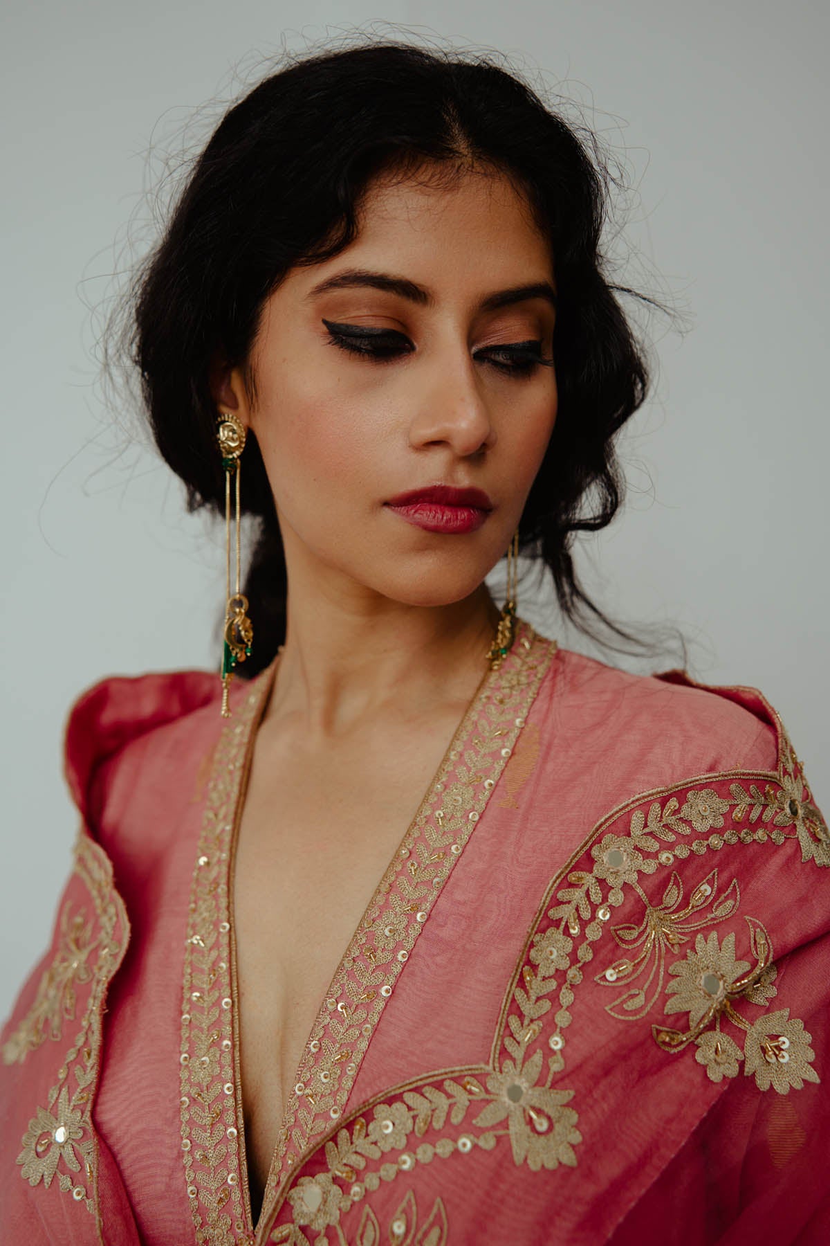 Old Rose Embroidered Anarkali Set