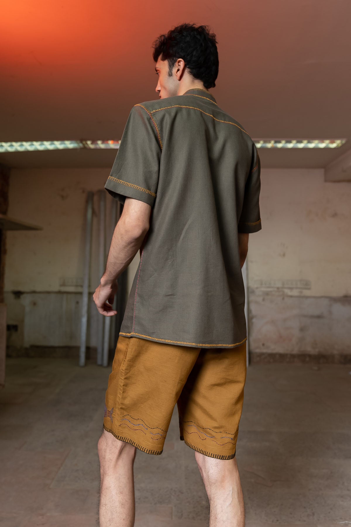 Olive Embroidered Shirt