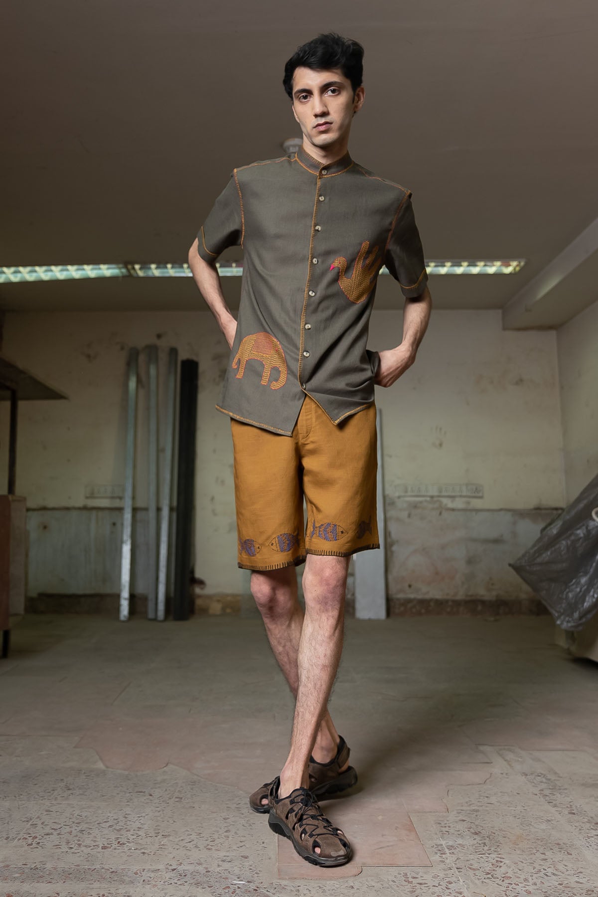 Olive Embroidered Shirt