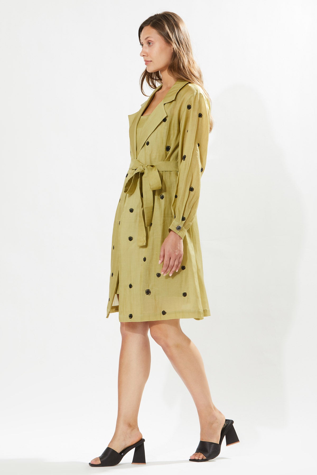 Olive Green Floral Coat
