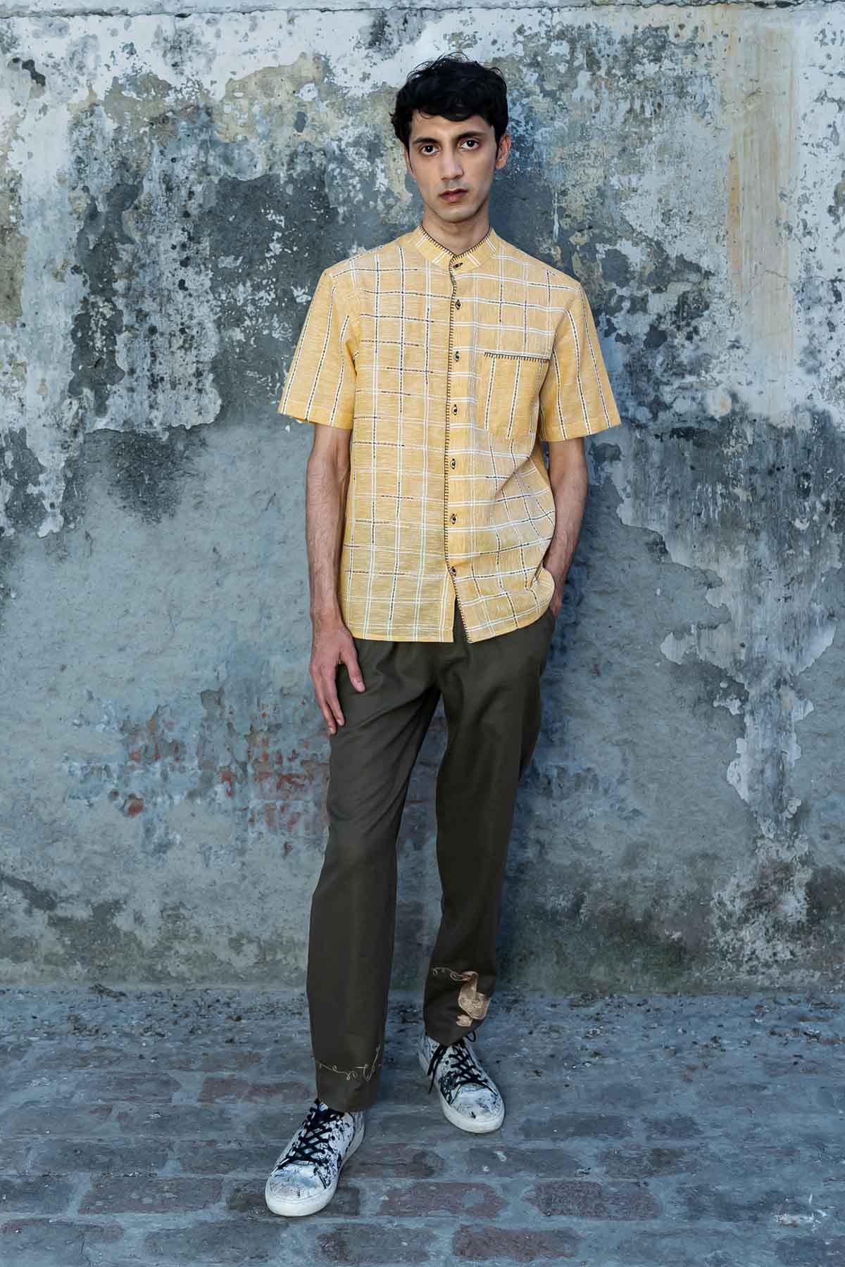 Olive Stitch Detailed Pants