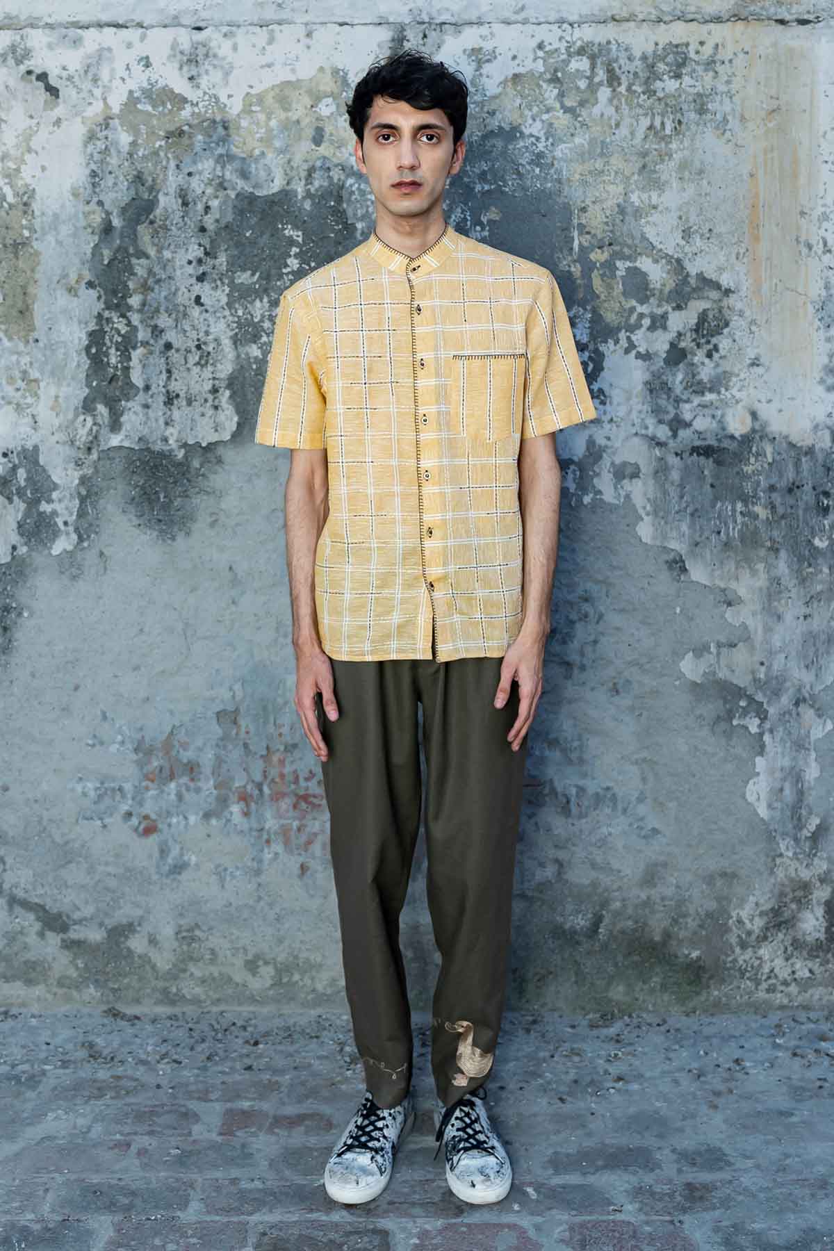 Olive Stitch Detailed Pants