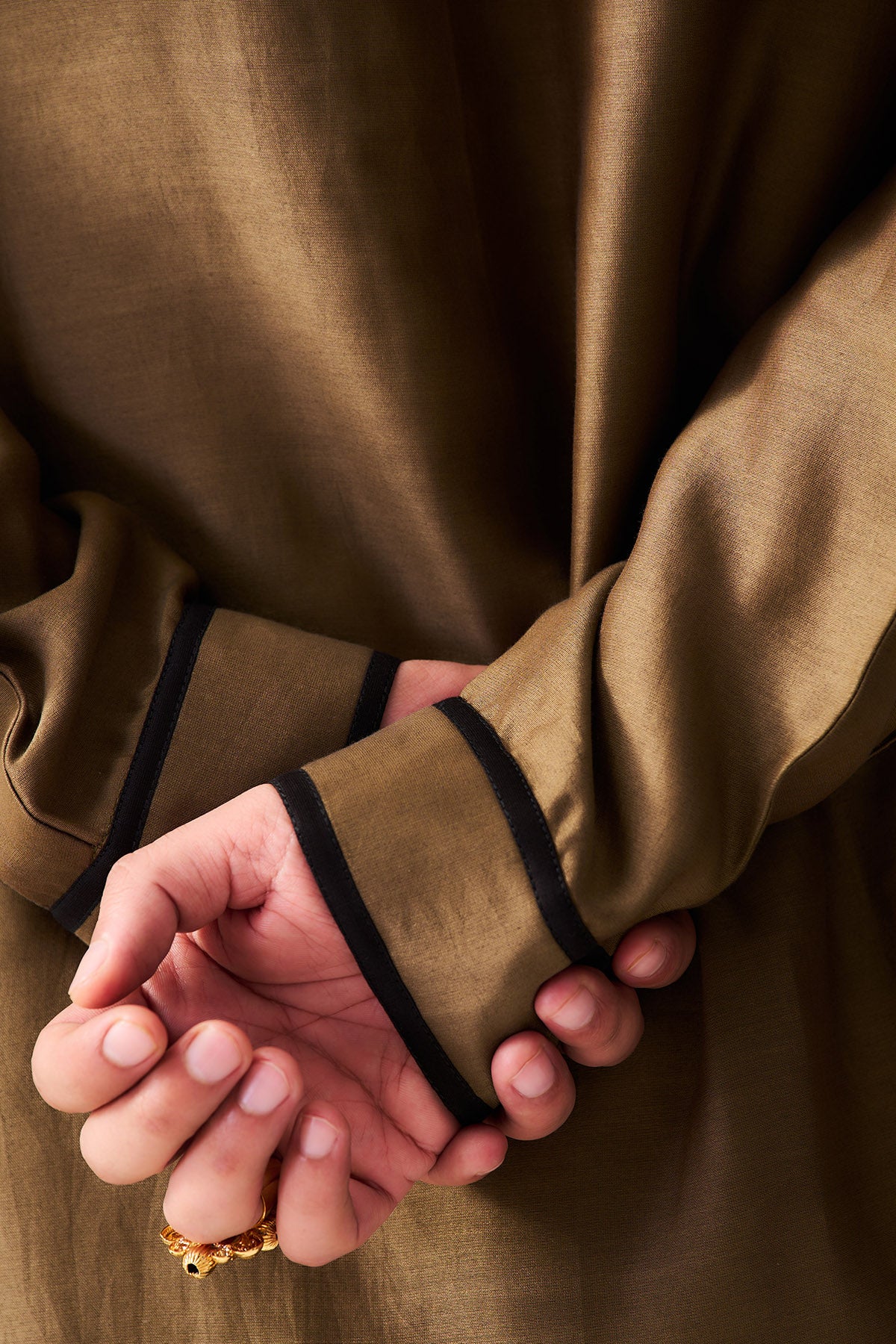 Olive Brown Chanderi Kurta Set