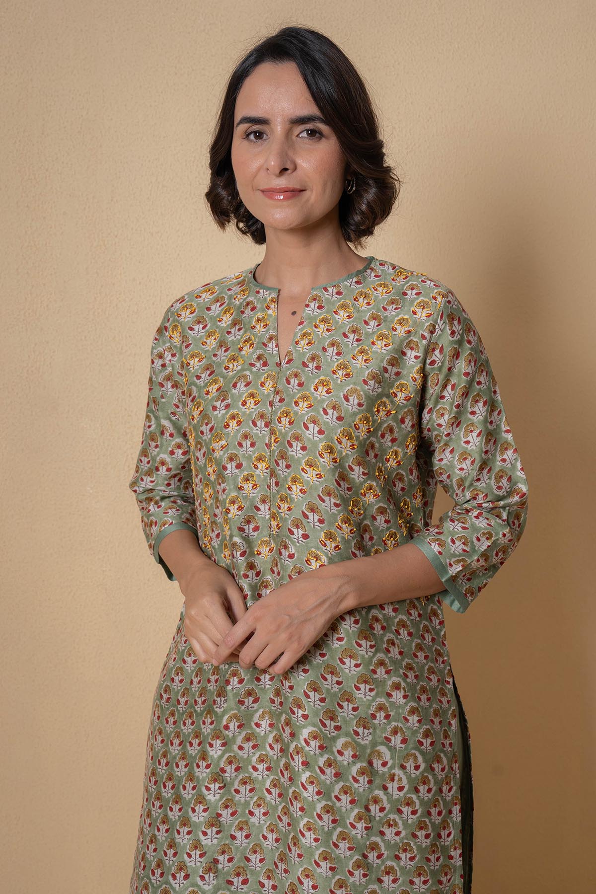 Olive Chanderi Kurta And Pants