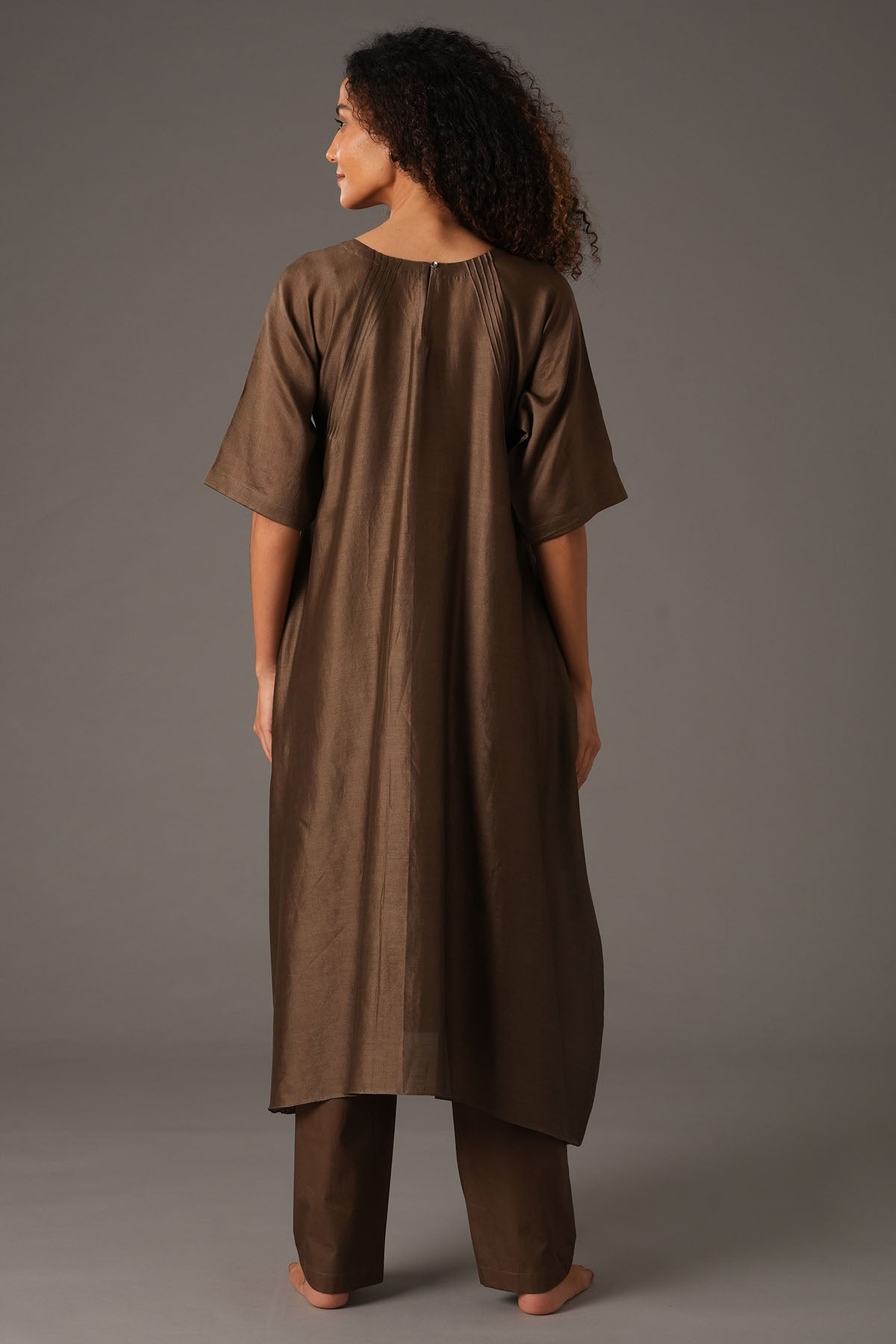 Chanderi Silk Olive Kurta Set