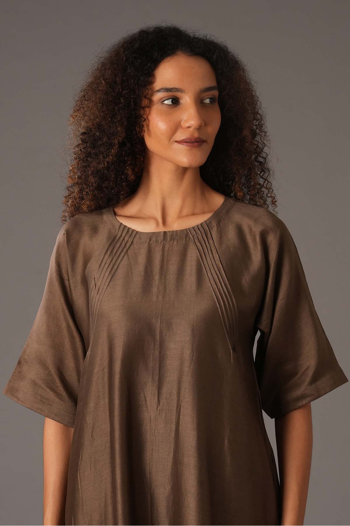 Chanderi Silk Olive Kurta Set