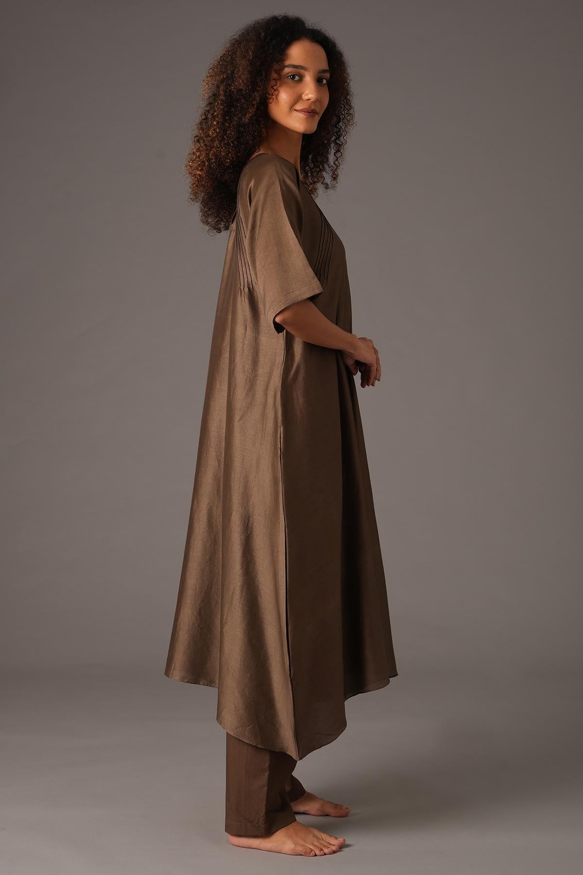 Chanderi Silk Olive Kurta Set