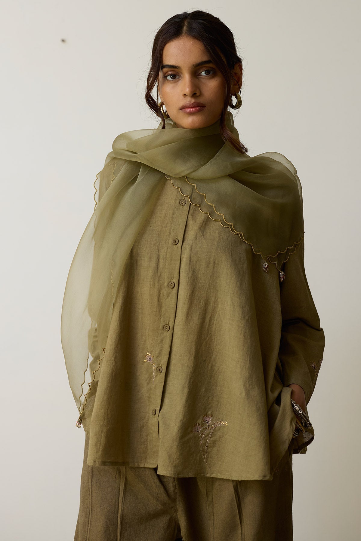 Buy Olive Dori & Dabka Indo-Western for women by Rhua India online available at scrollnshops