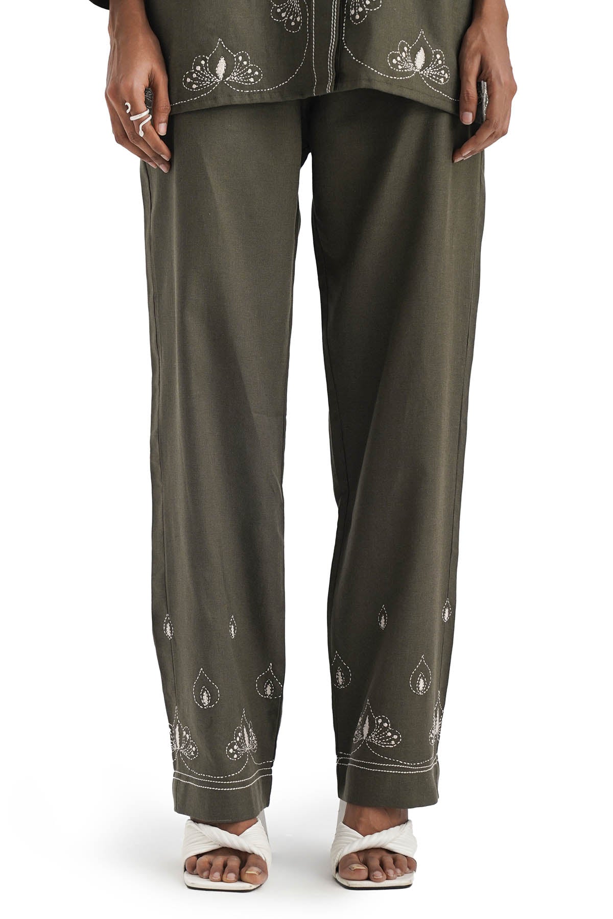 Olive Embroidered Co-ord Set