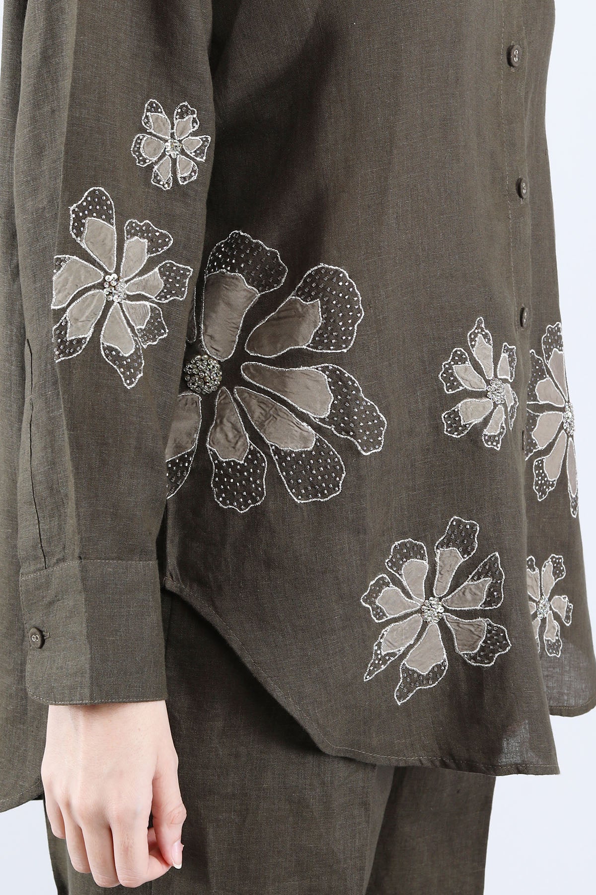 Olive Embroidered Shirt & Pant