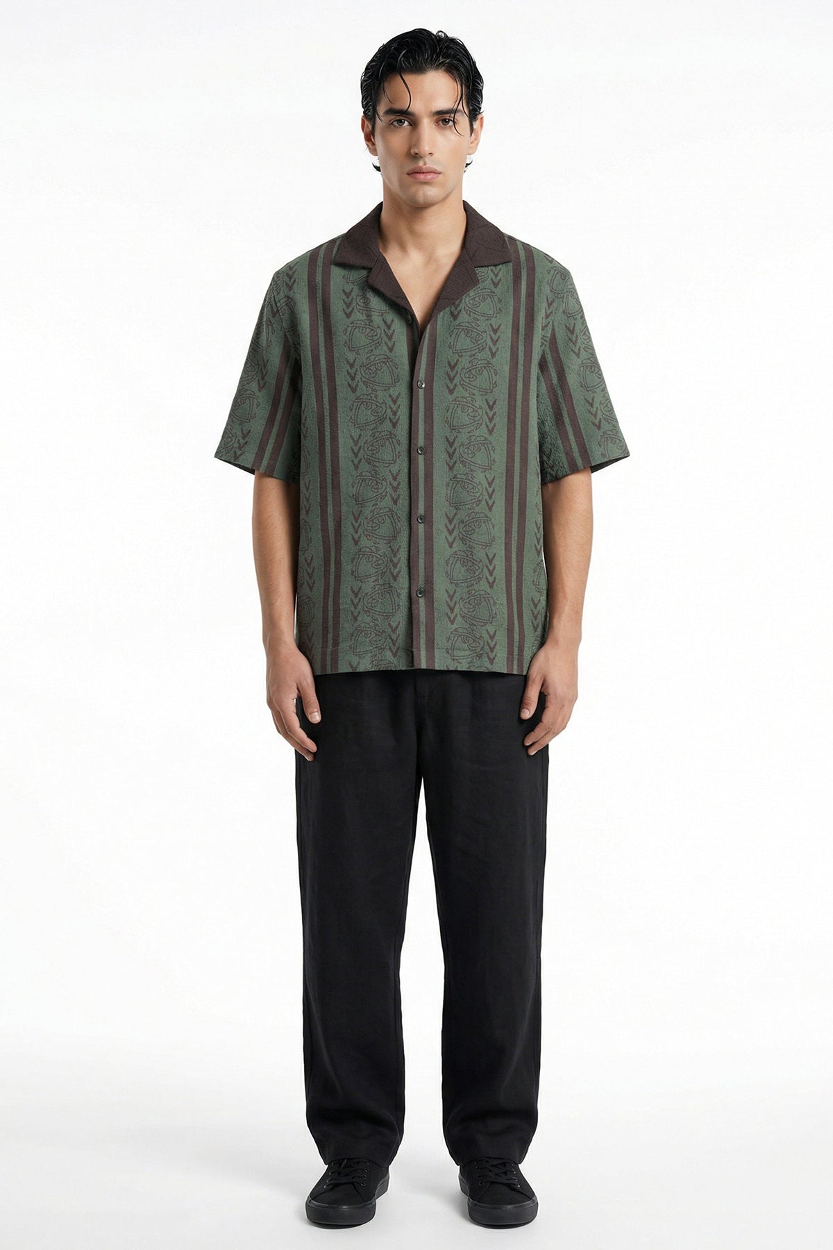 Buy Olive Ethereal Detailing Shirt for men by Tezhhomayaa online available at scrollnshops