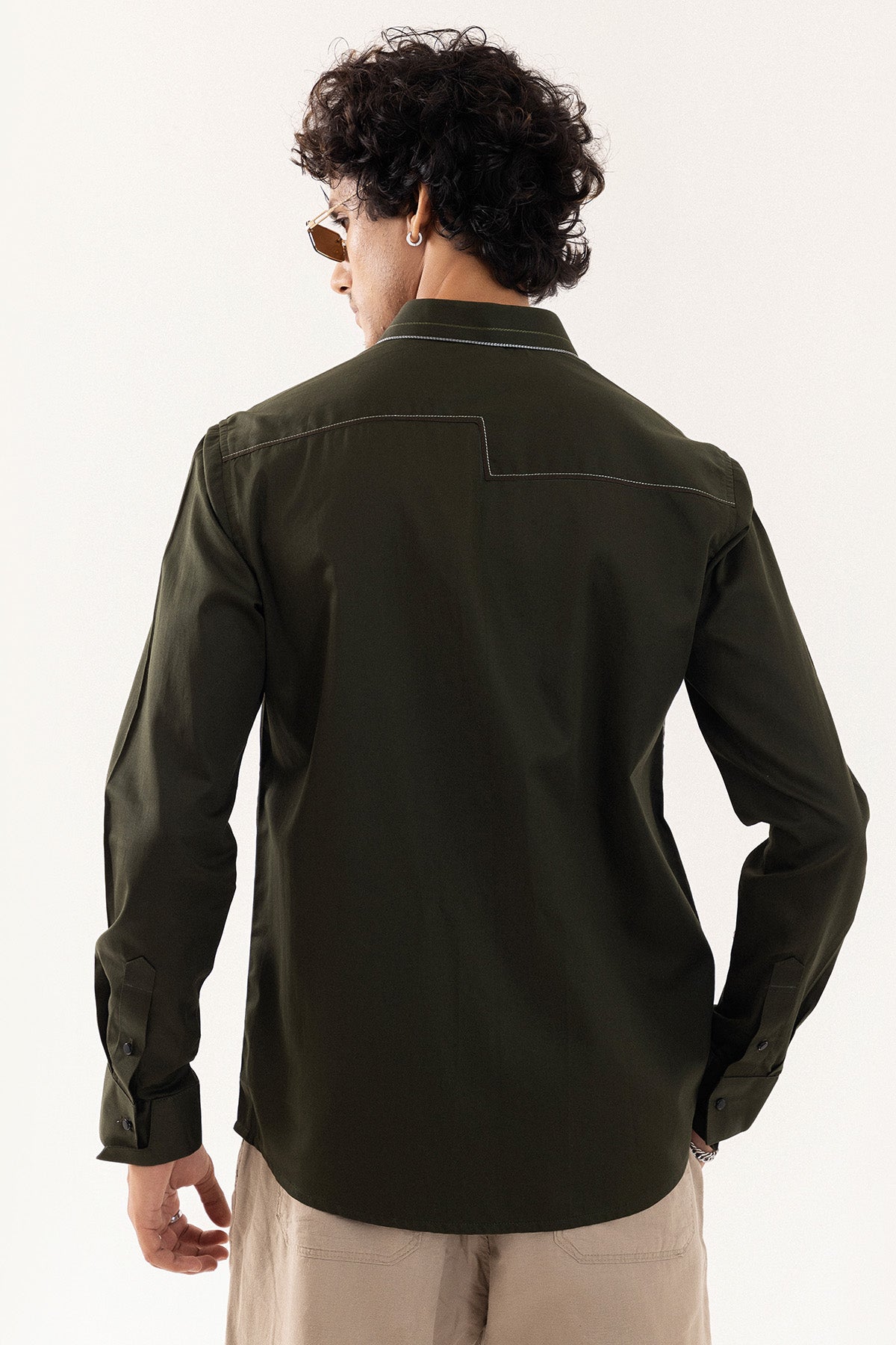 Olive Giza Cotton Thread Shirt