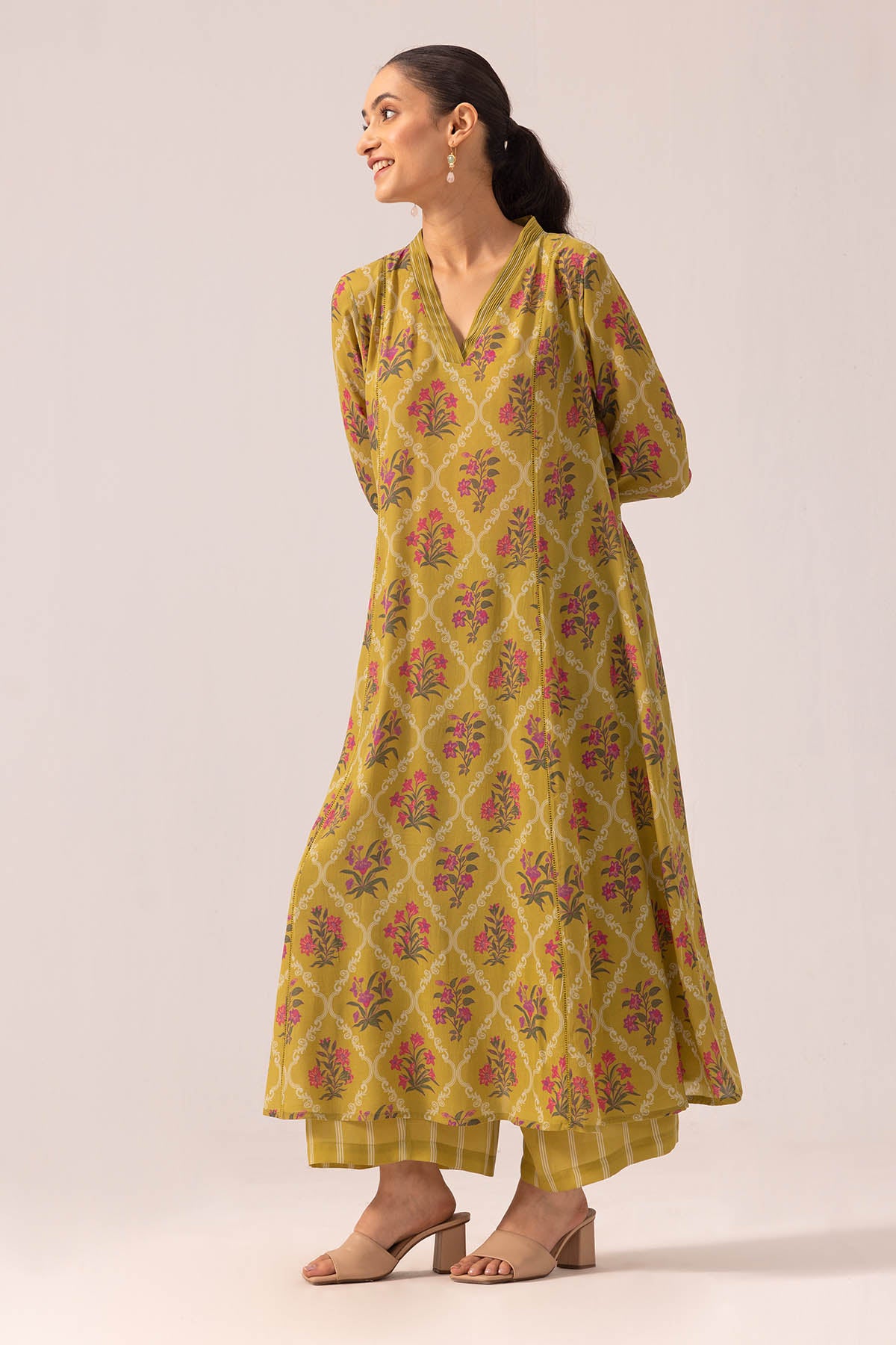 Olive Green A-Line Kurta & Pant