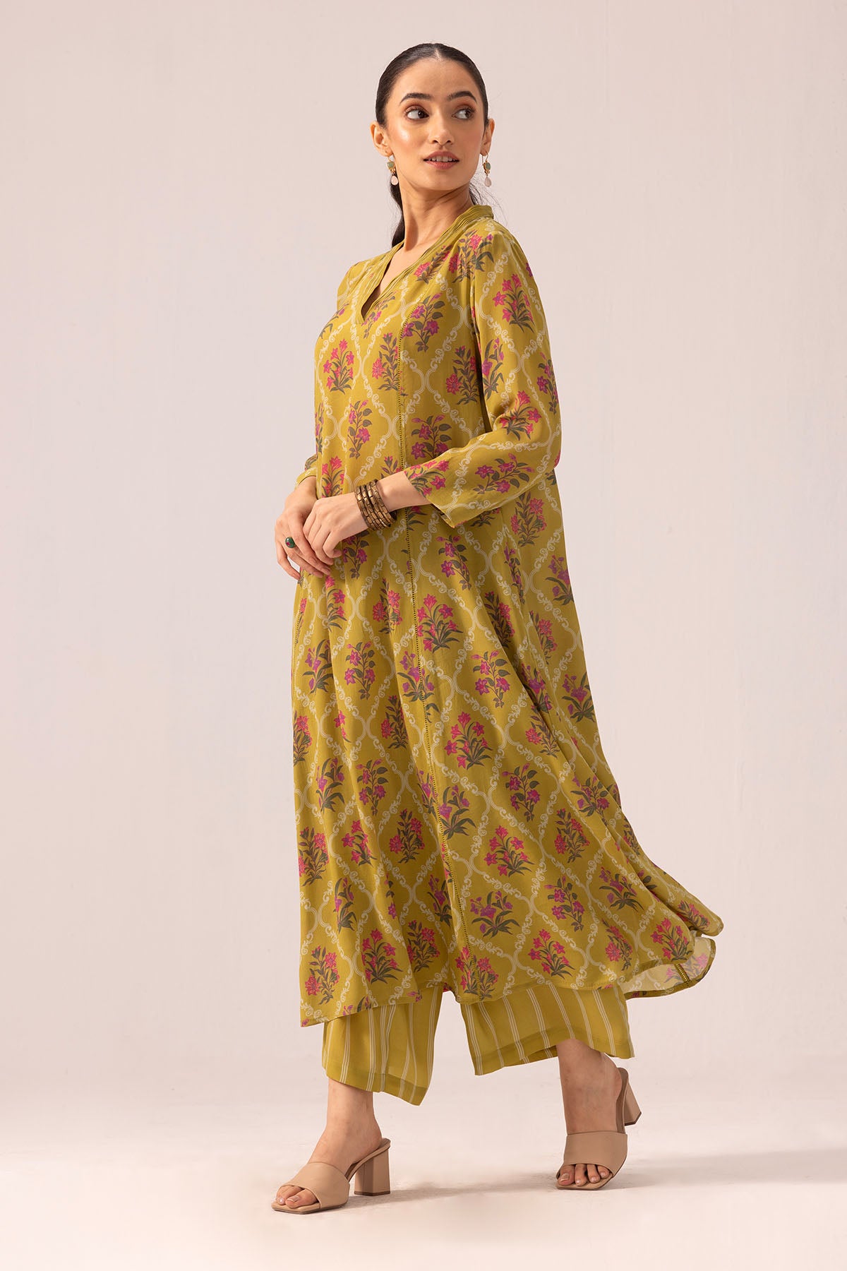 Olive Green A-Line Kurta & Pant