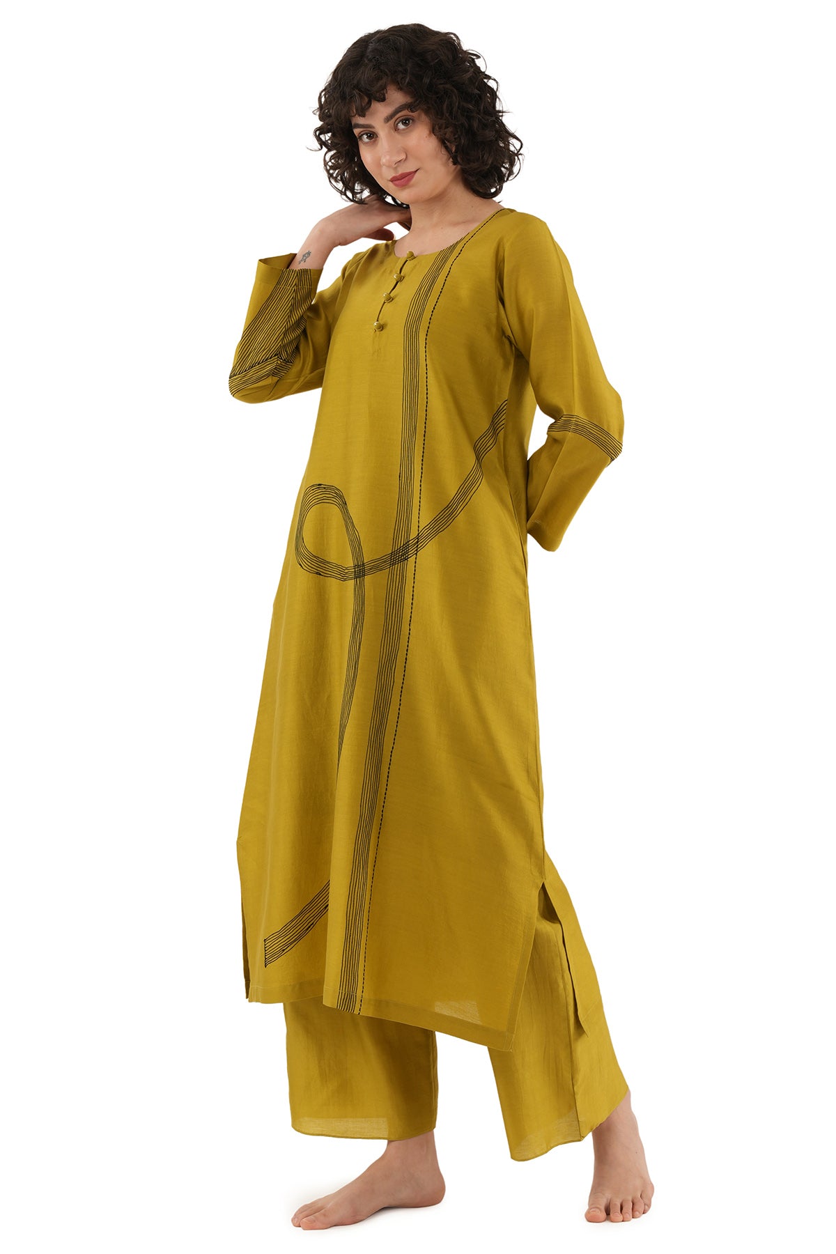 Olive Green Chanderi Kurta Pant