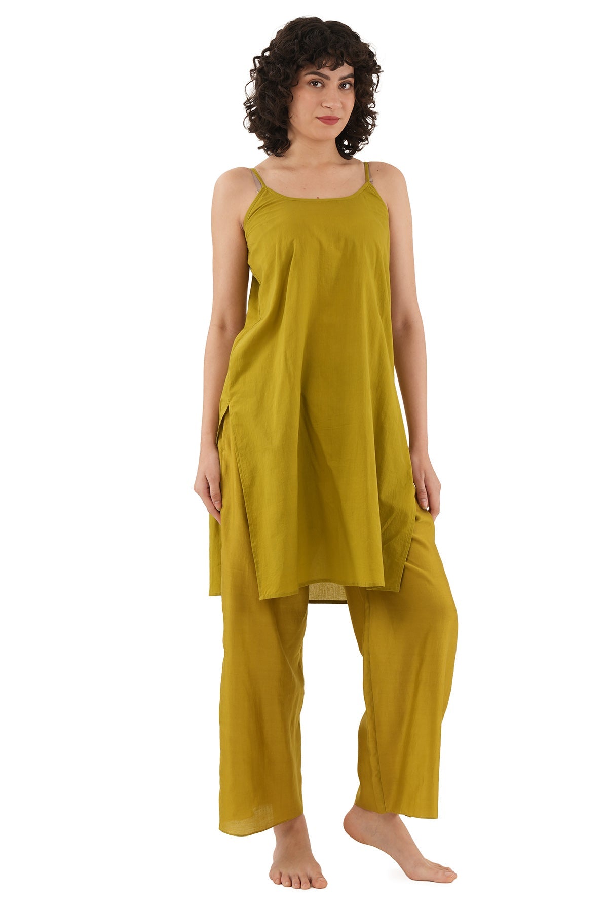 Buy Olive Green Cotton Kurta Set for women by Khat Clothing online available at scrollnshops