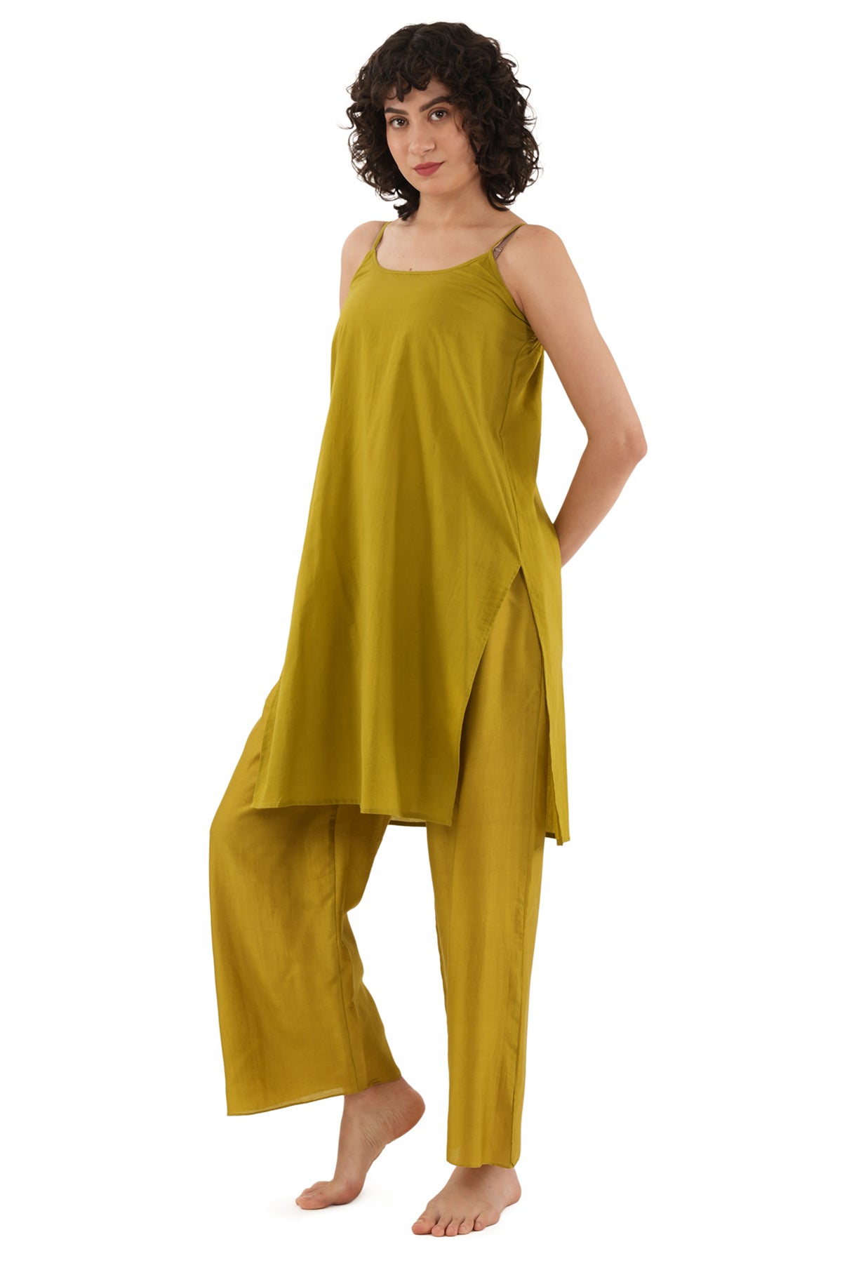 Olive Green Cotton Kurta Set